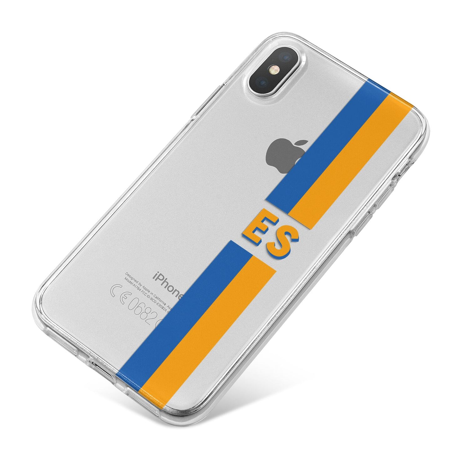 Personalised Striped iPhone X Bumper Case on Silver iPhone