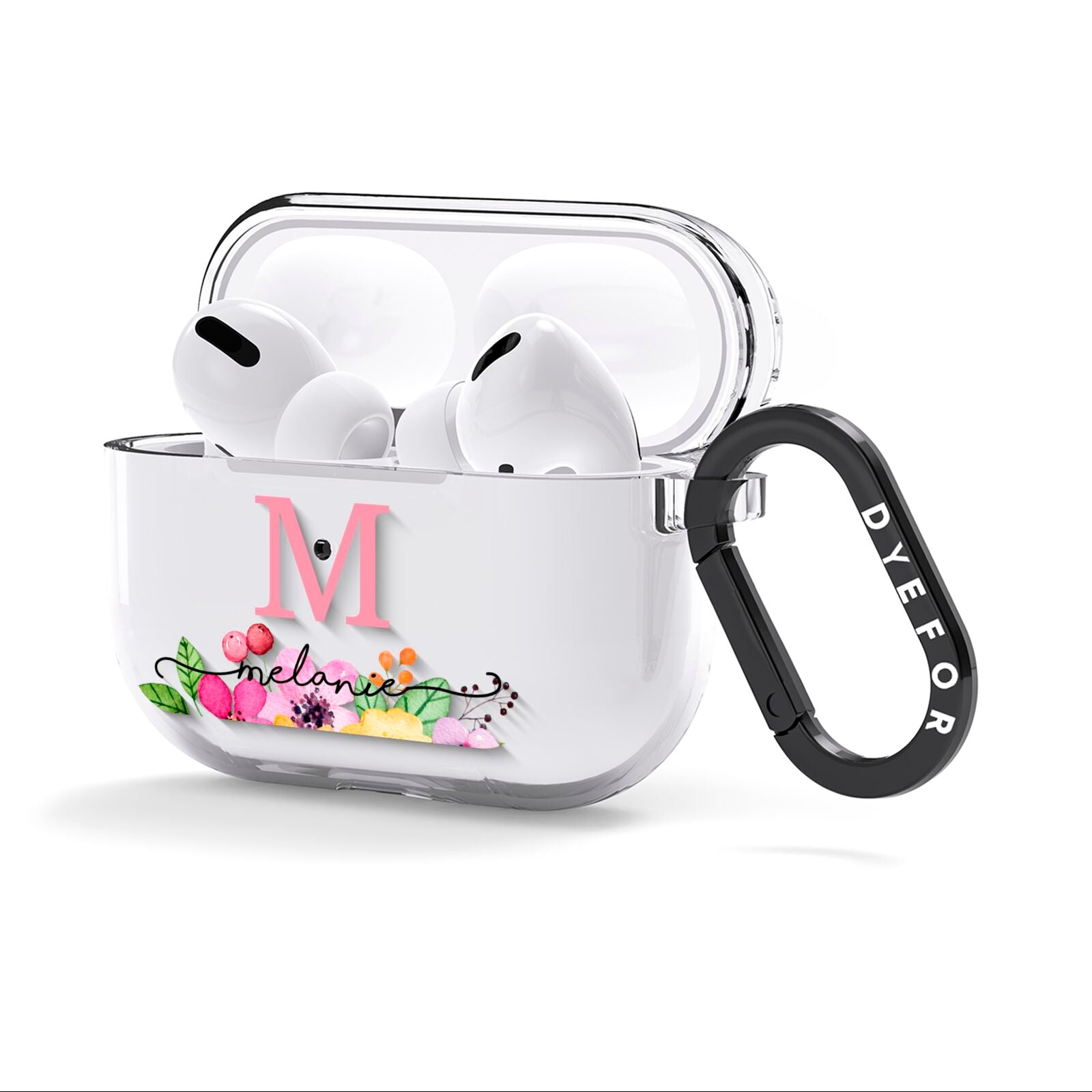 Personalised Summer Flowers AirPods Clear Case 3rd Gen Side Image