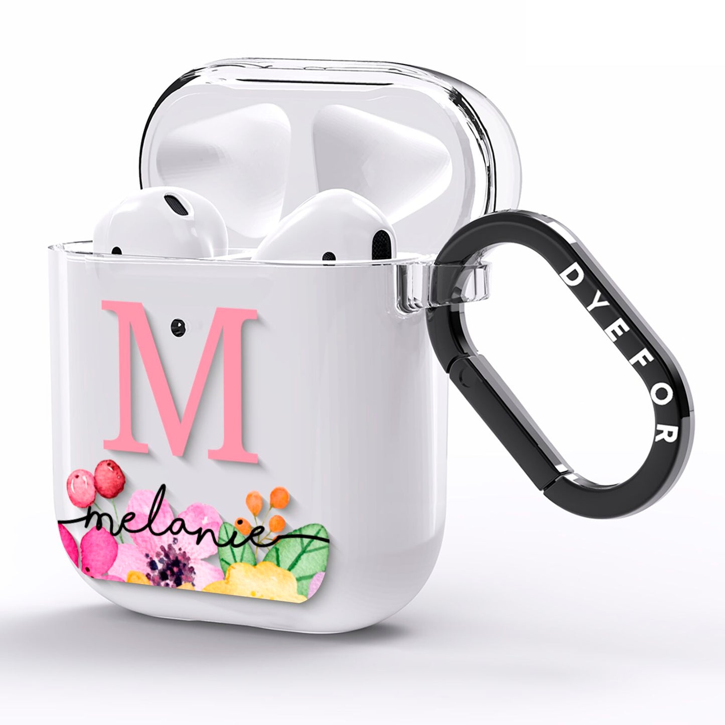 Personalised Summer Flowers AirPods Clear Case Side Image