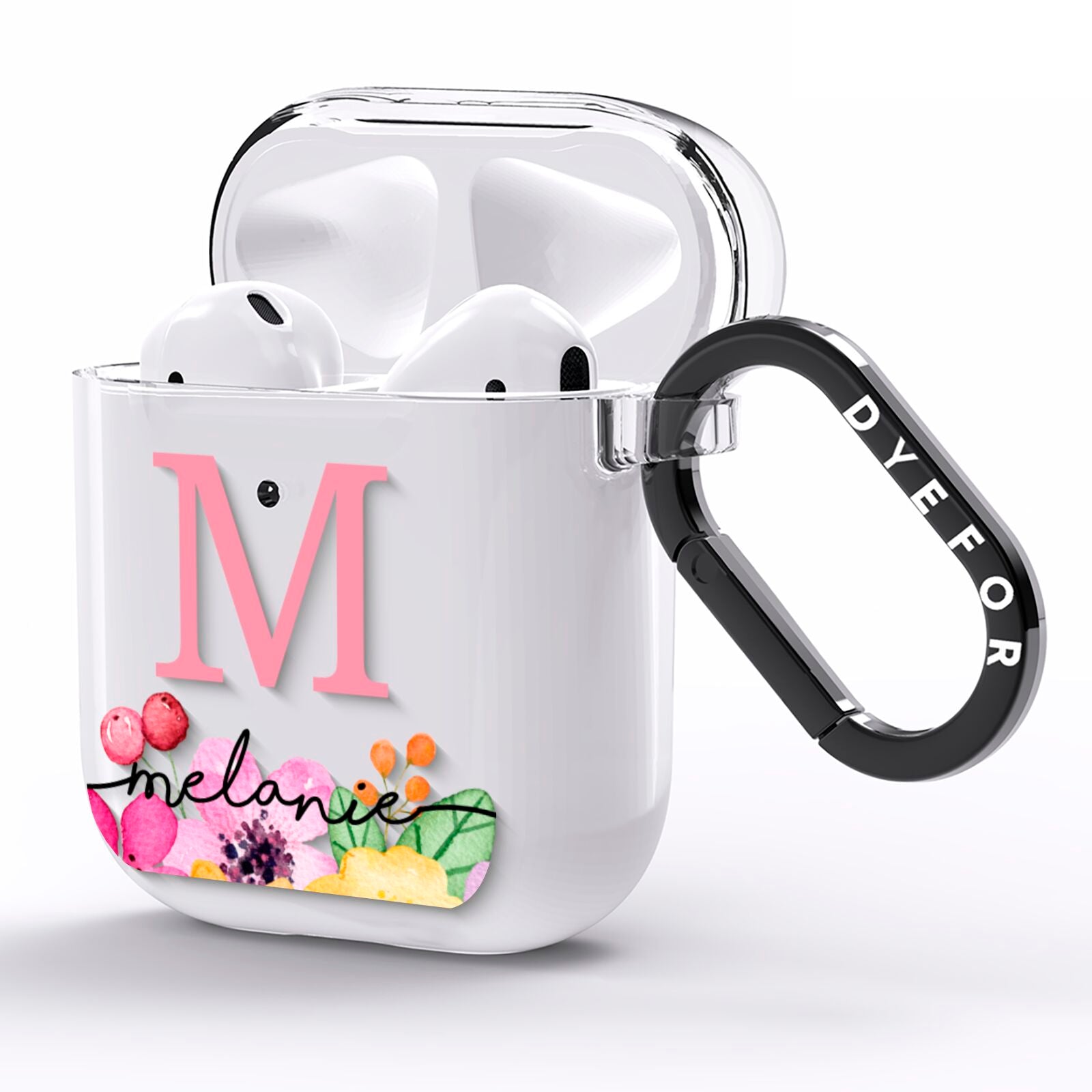 Personalised Summer Flowers AirPods Clear Case Side Image