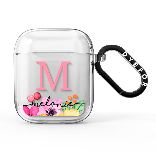 Personalised Summer Flowers AirPods Clear Case