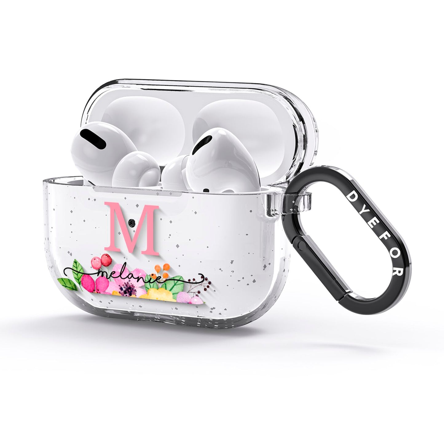 Personalised Summer Flowers AirPods Glitter Case 3rd Gen Side Image