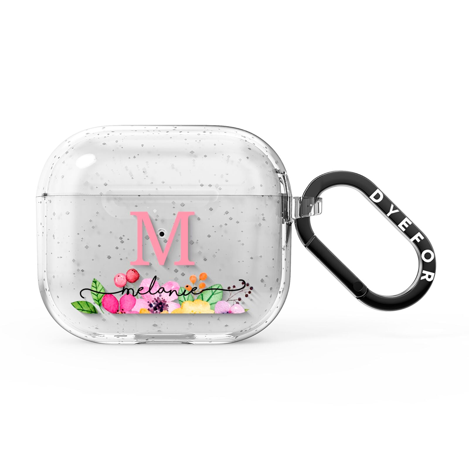 Personalised Summer Flowers AirPods Glitter Case 3rd Gen