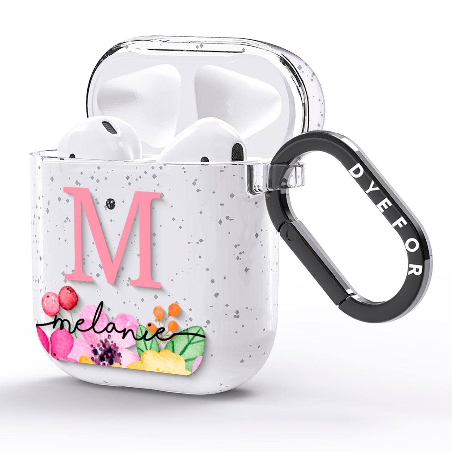 Personalised Summer Flowers AirPods Glitter Case Side Image