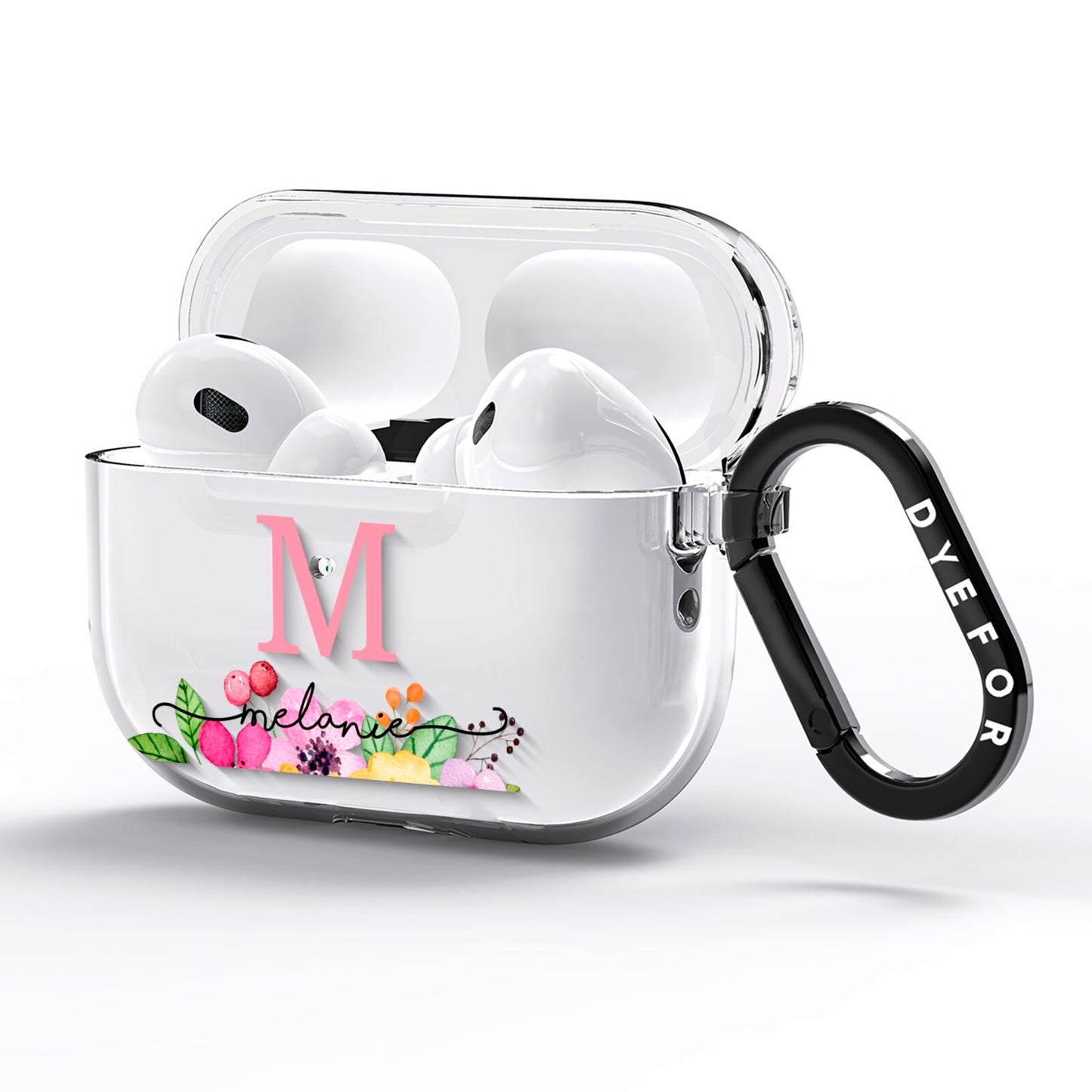 Personalised Summer Flowers AirPods Pro Clear Case Side Image