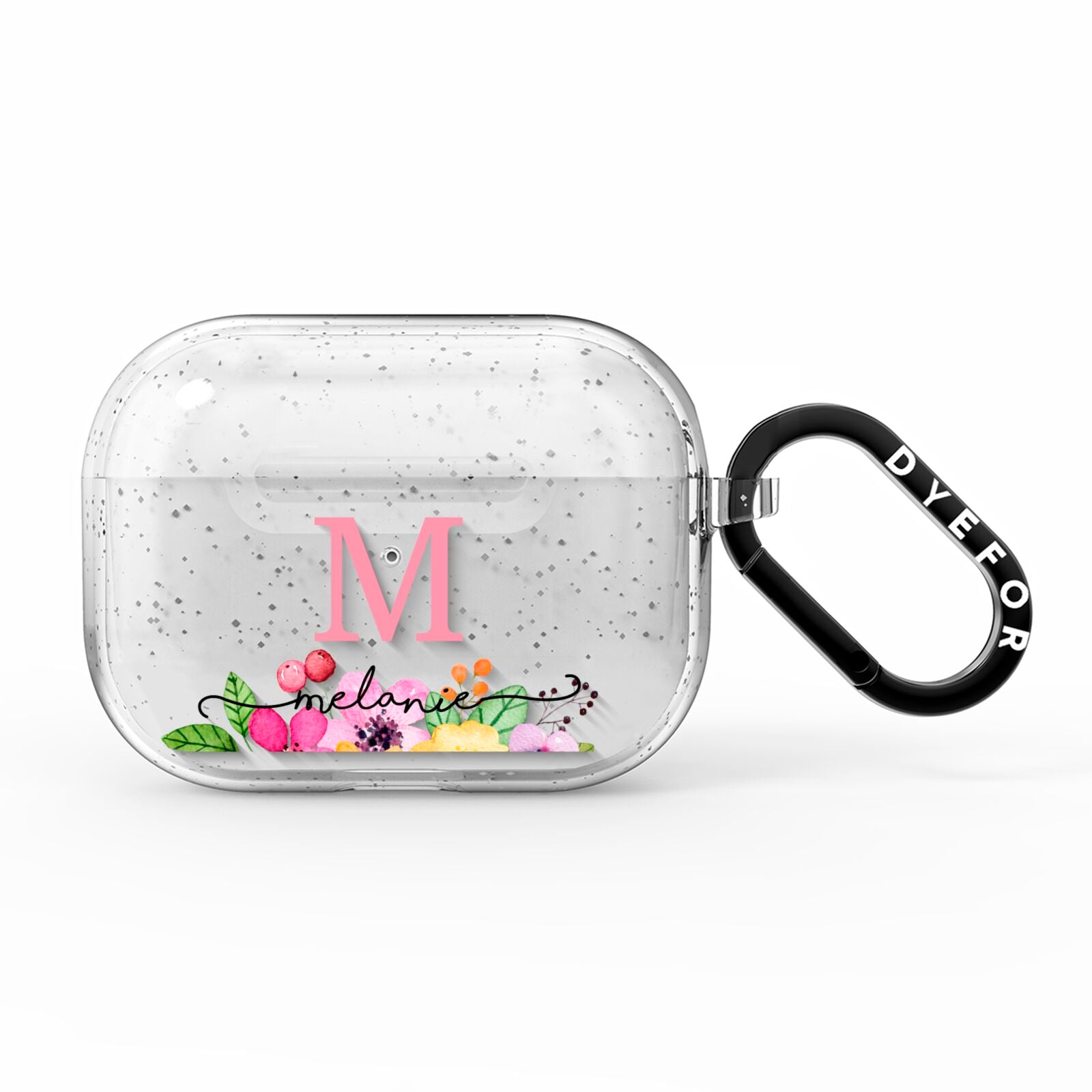 Personalised Summer Flowers AirPods Pro Glitter Case