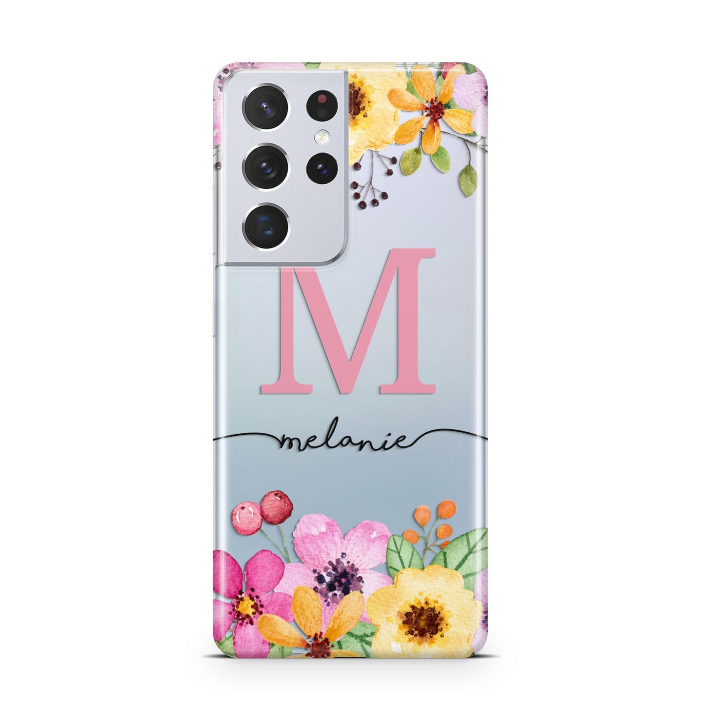 Personalised Summer Flowers Samsung S21 Ultra Case