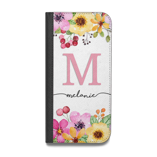 Personalised Summer Flowers Vegan Leather Flip iPhone Case