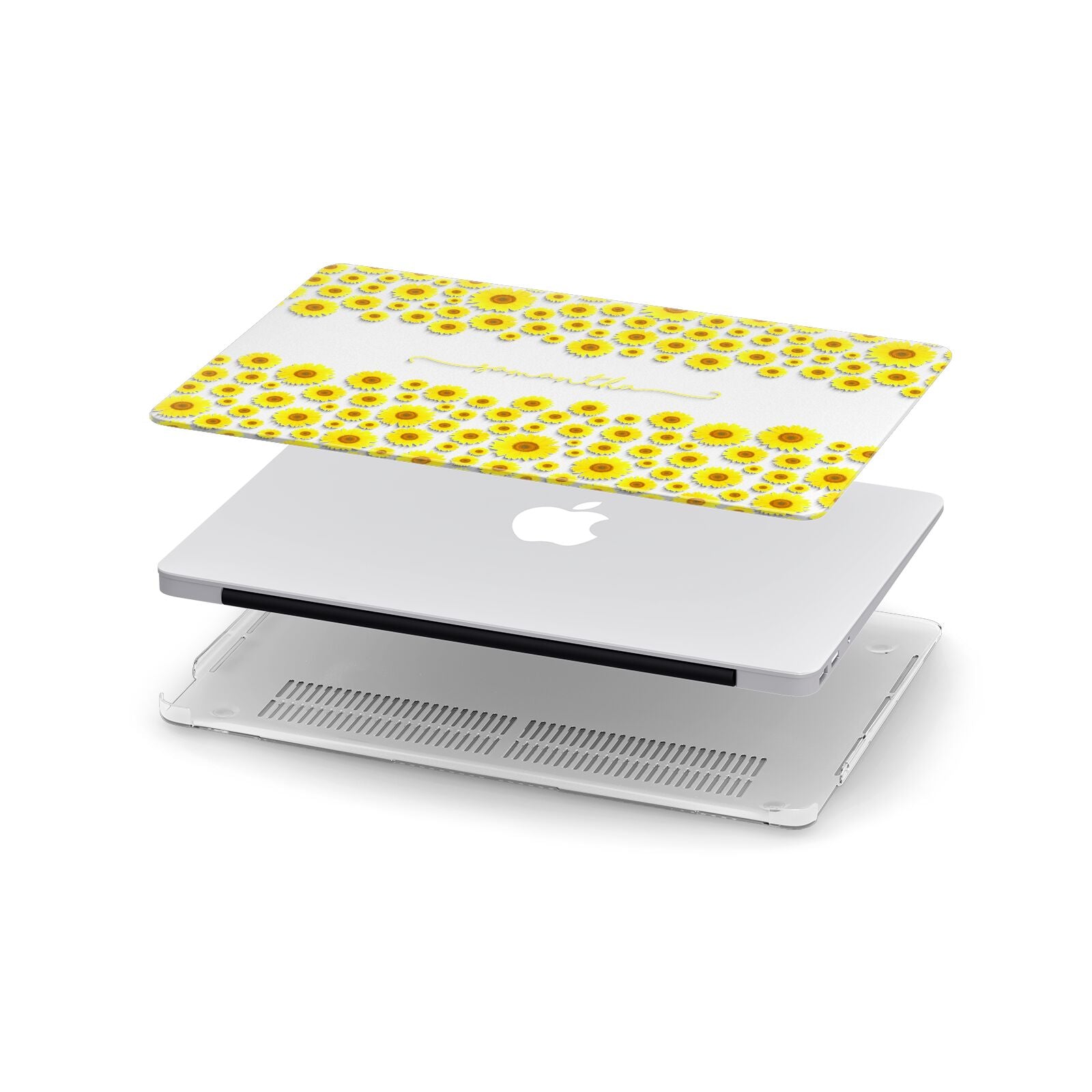 Personalised Sunflower Apple MacBook Case in Detail