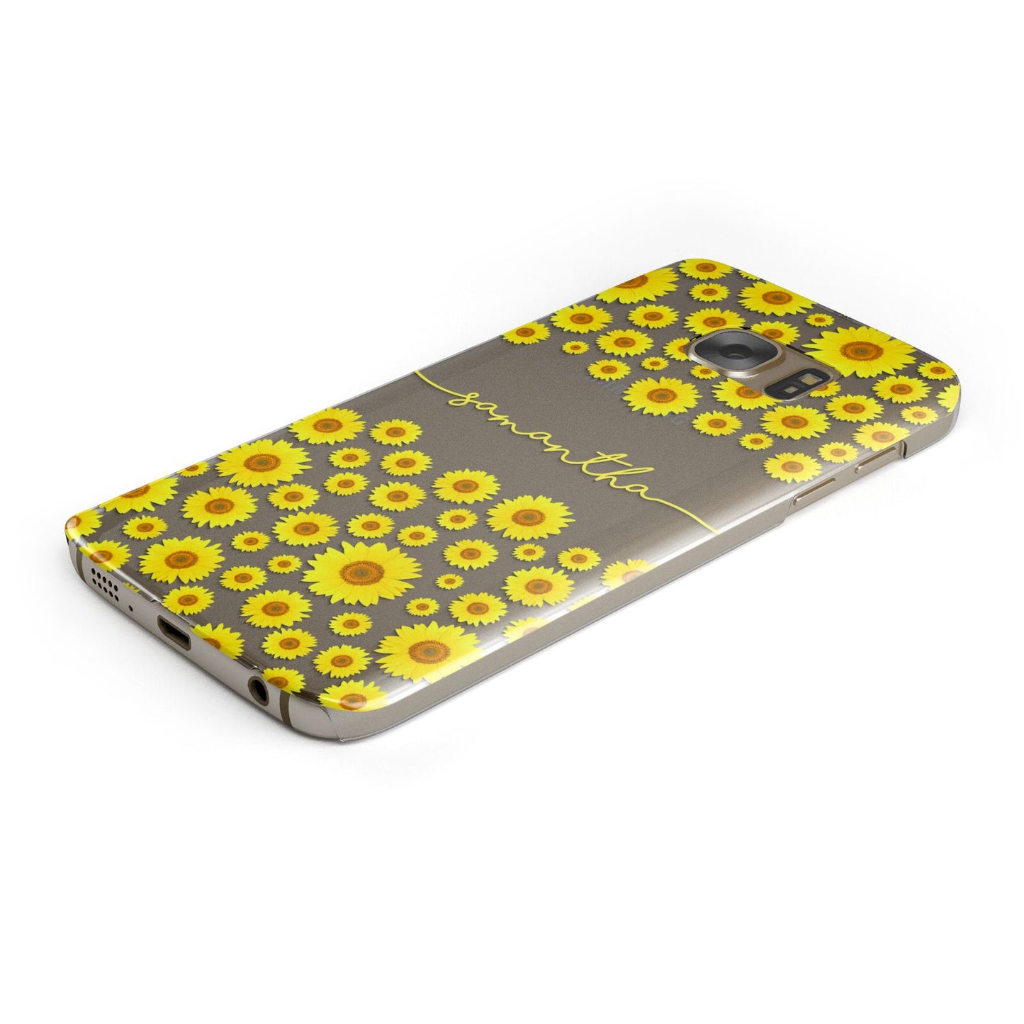 Personalised Sunflower Protective Samsung Galaxy Case Angled Image