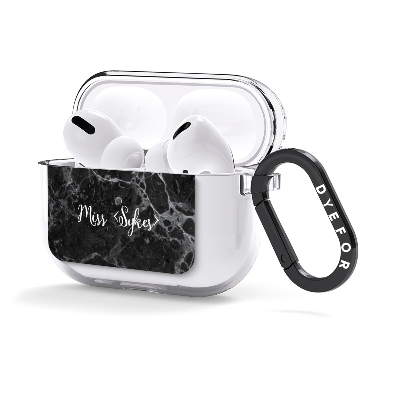 Personalised Surname Marble AirPods Clear Case 3rd Gen Side Image