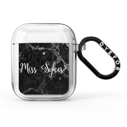 Personalised Surname Marble AirPods Clear Case