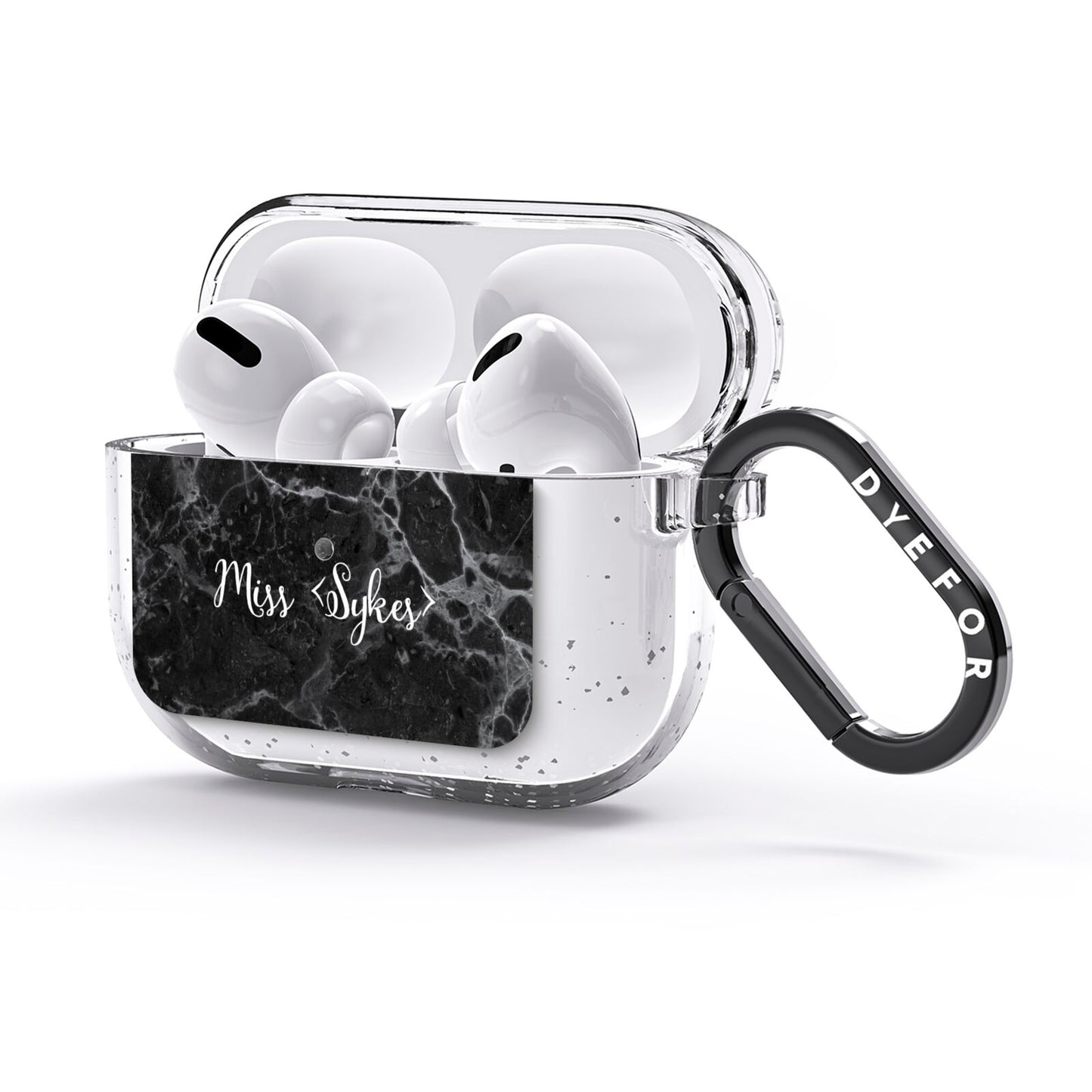 Personalised Surname Marble AirPods Glitter Case 3rd Gen Side Image