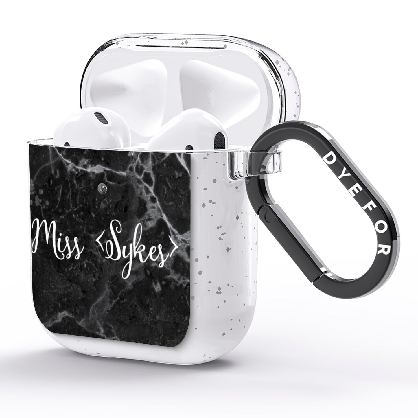 Personalised Surname Marble AirPods Glitter Case Side Image