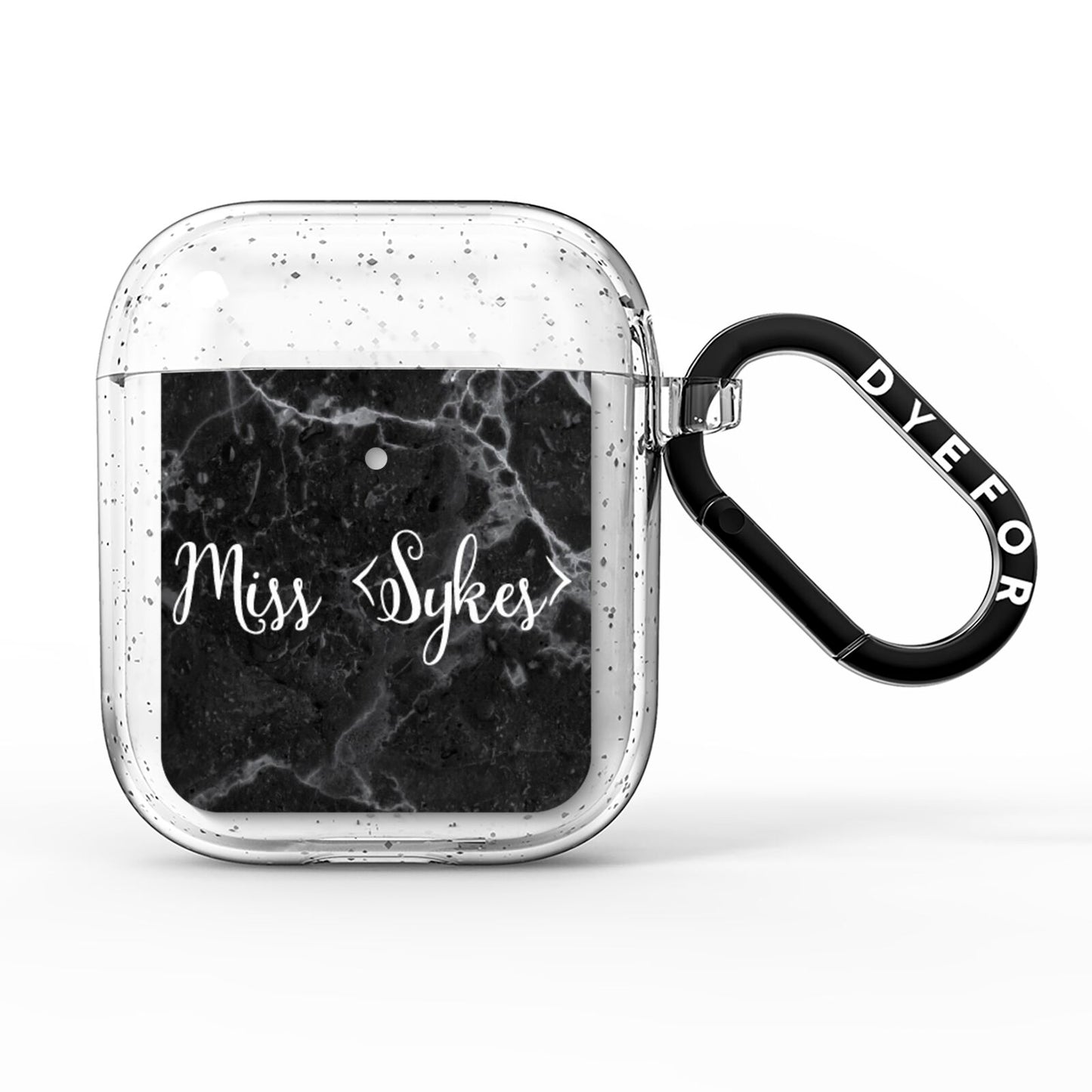 Personalised Surname Marble AirPods Glitter Case