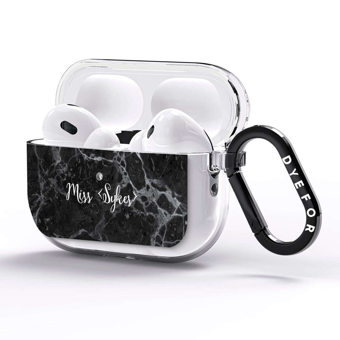 Personalised Surname Marble AirPods Pro Clear Case Side Image