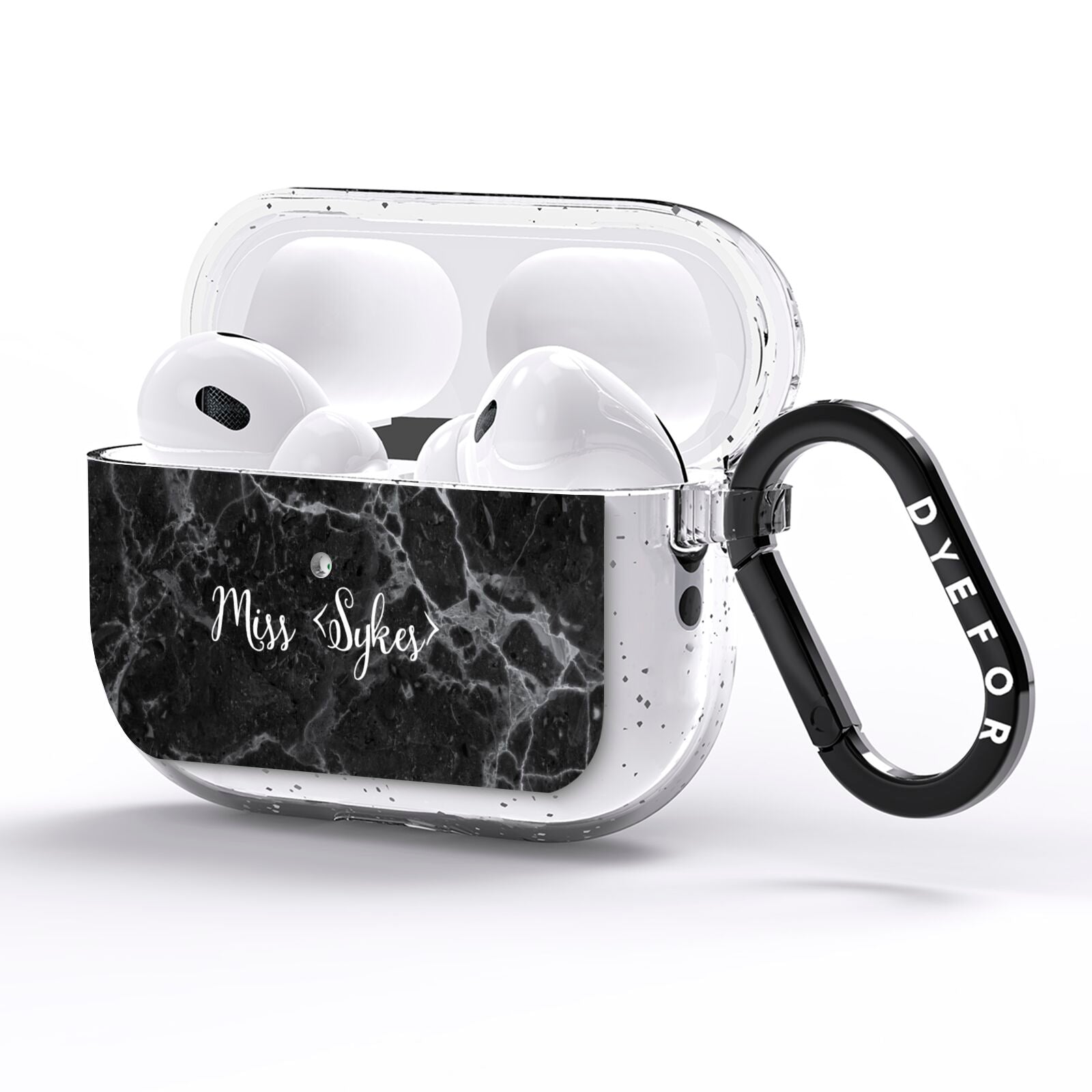 Personalised Surname Marble AirPods Pro Glitter Case Side Image