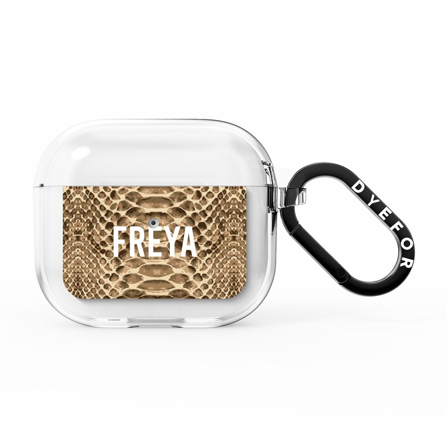 Personalised Tan Snakeskin AirPods Clear Case 3rd Gen