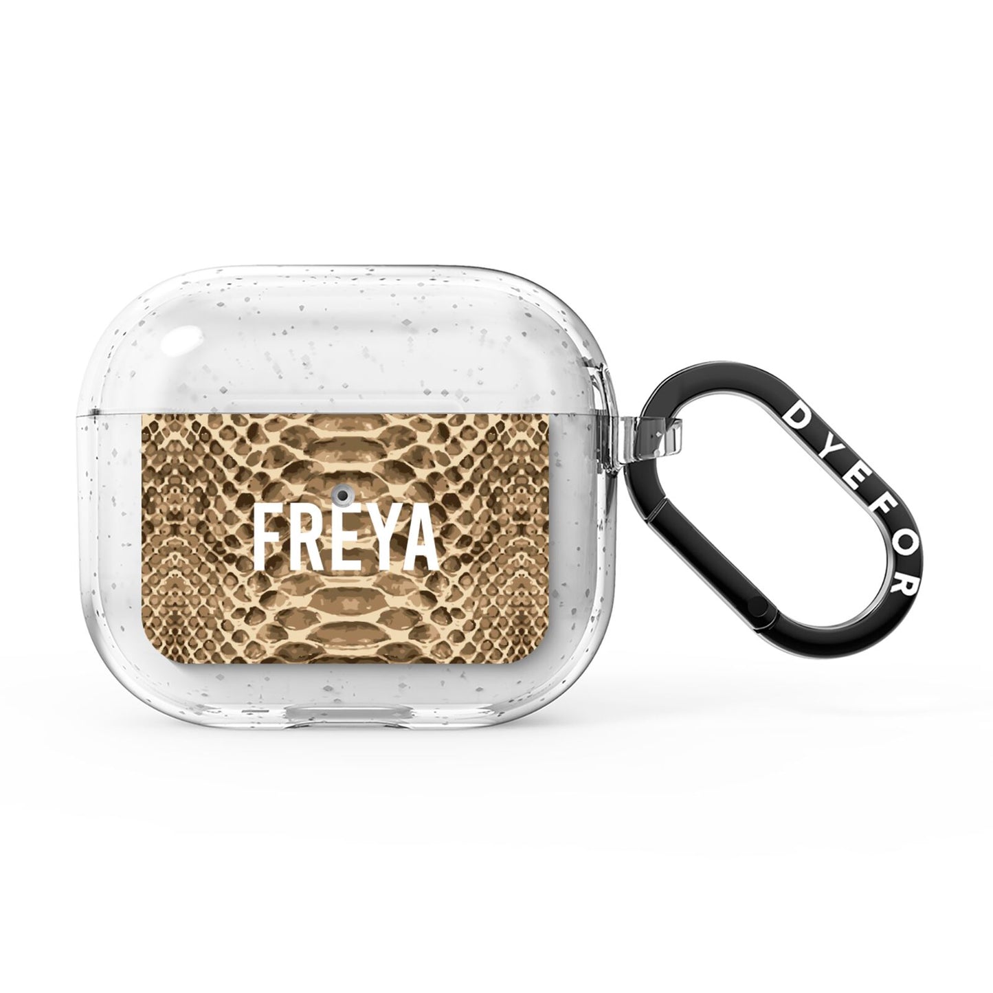 Personalised Tan Snakeskin AirPods Glitter Case 3rd Gen