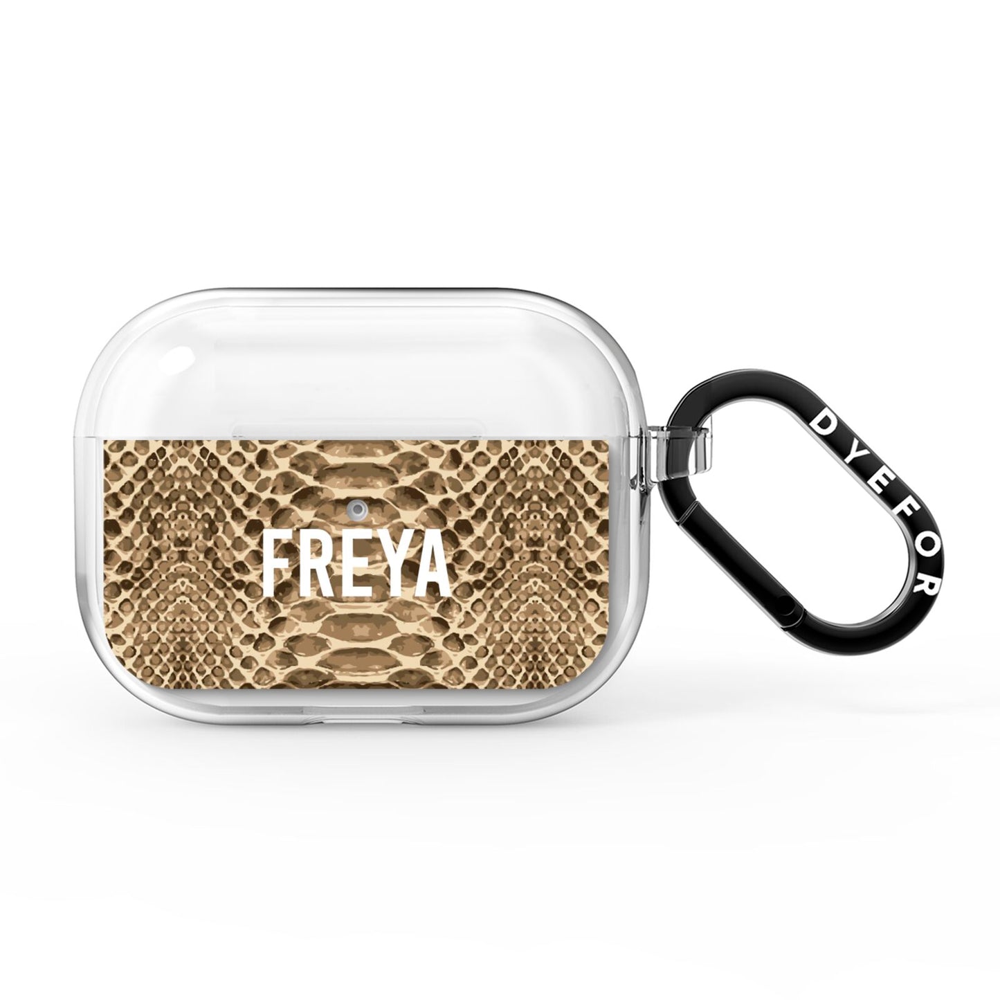 Personalised Tan Snakeskin AirPods Pro Clear Case