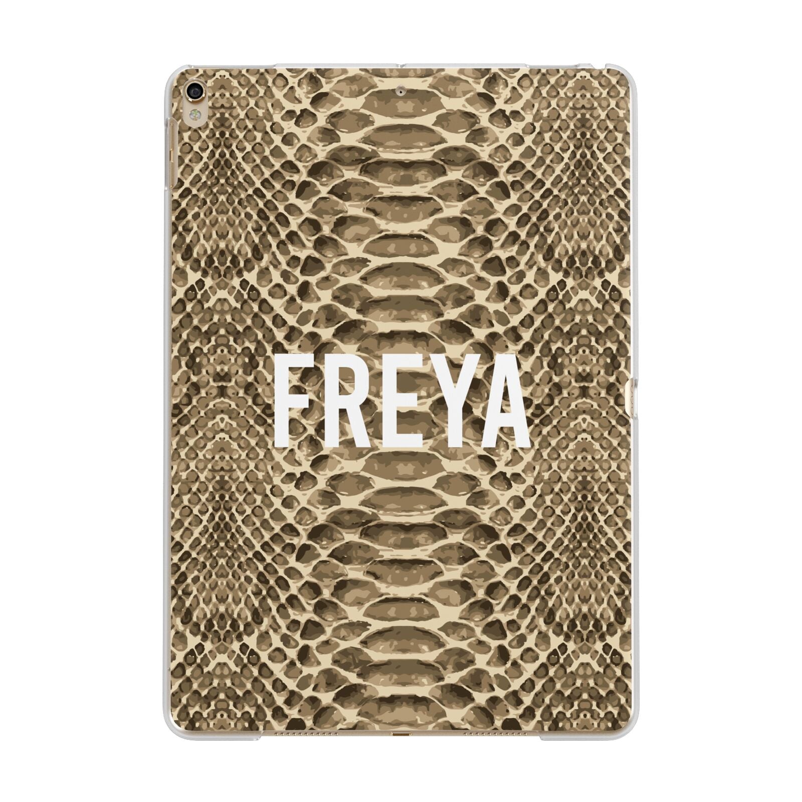 Personalised Tan Snakeskin Apple iPad Gold Case