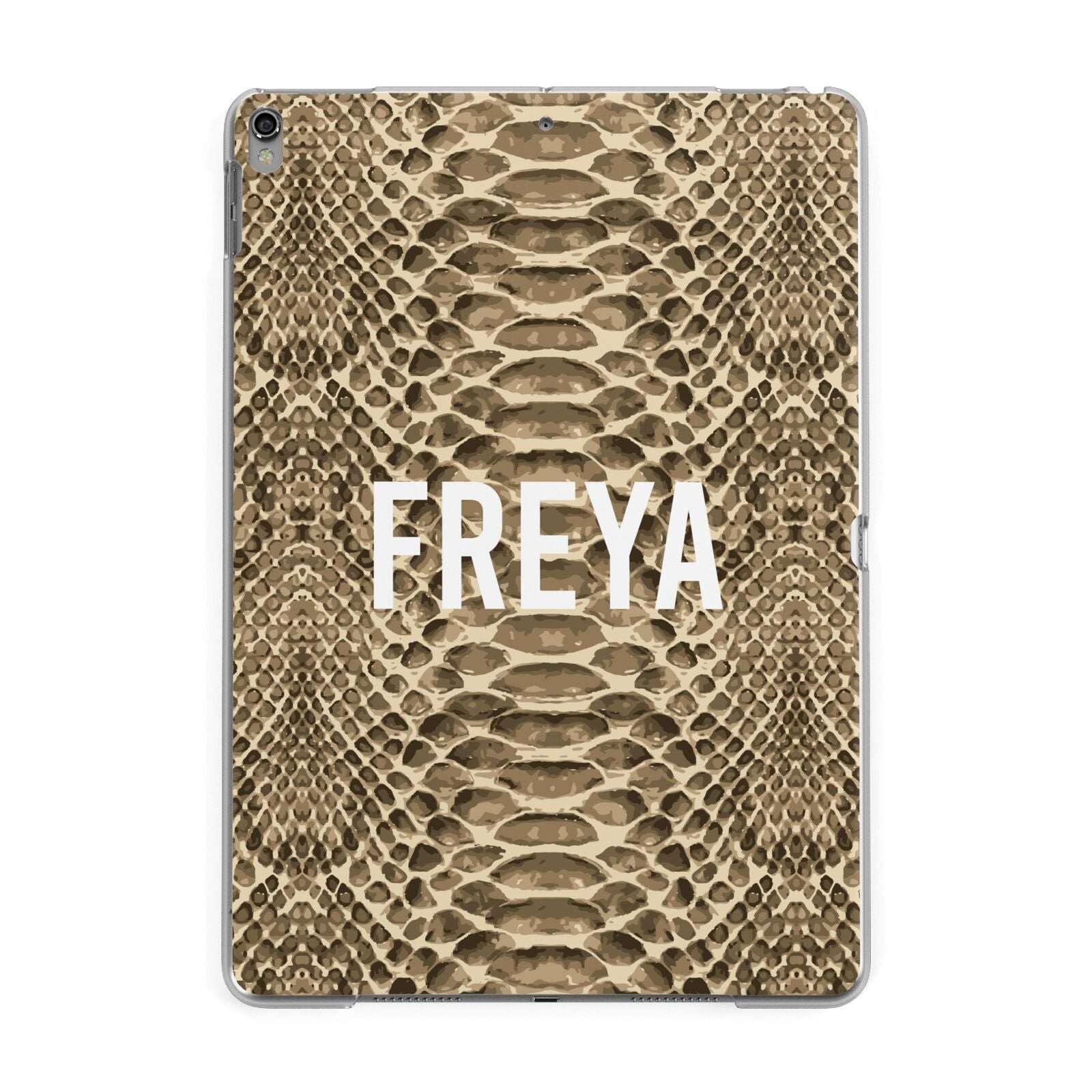 Personalised Tan Snakeskin Apple iPad Grey Case