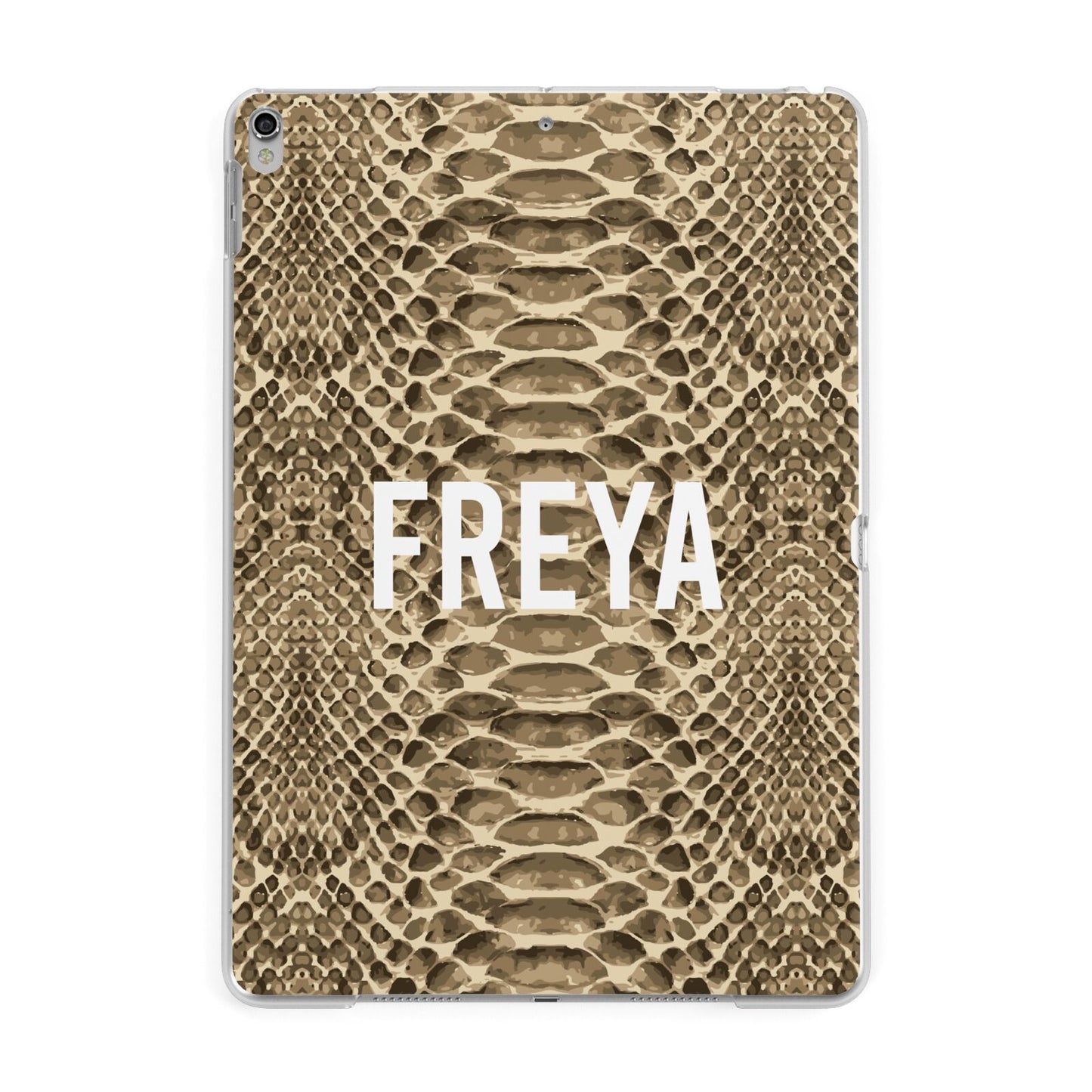 Personalised Tan Snakeskin Apple iPad Silver Case