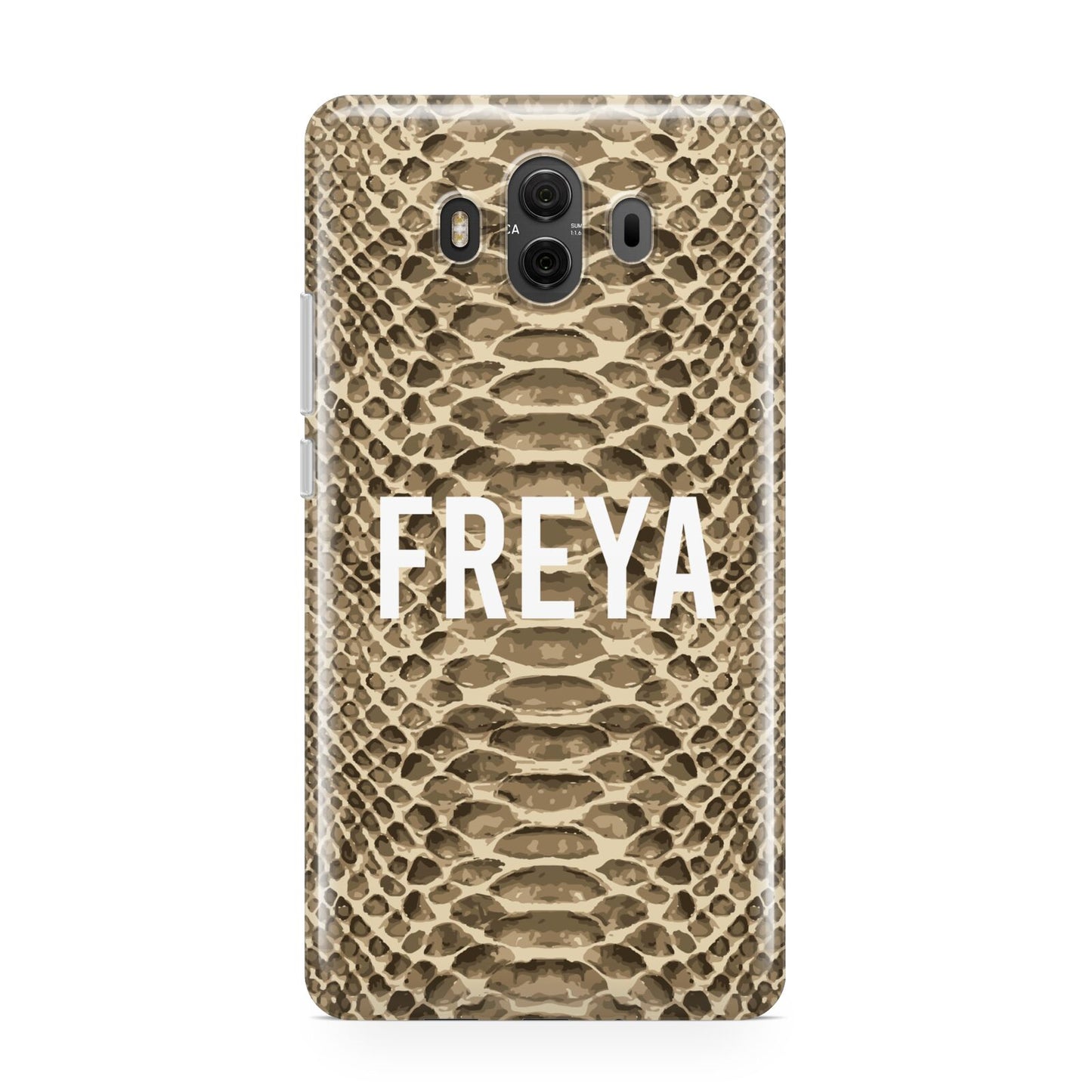 Personalised Tan Snakeskin Huawei Mate 10 Protective Phone Case