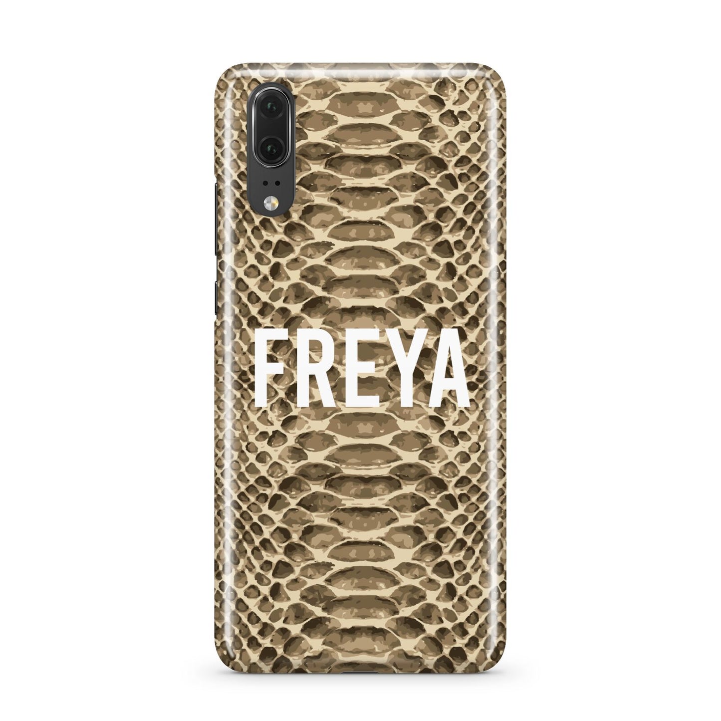 Personalised Tan Snakeskin Huawei P20 Phone Case