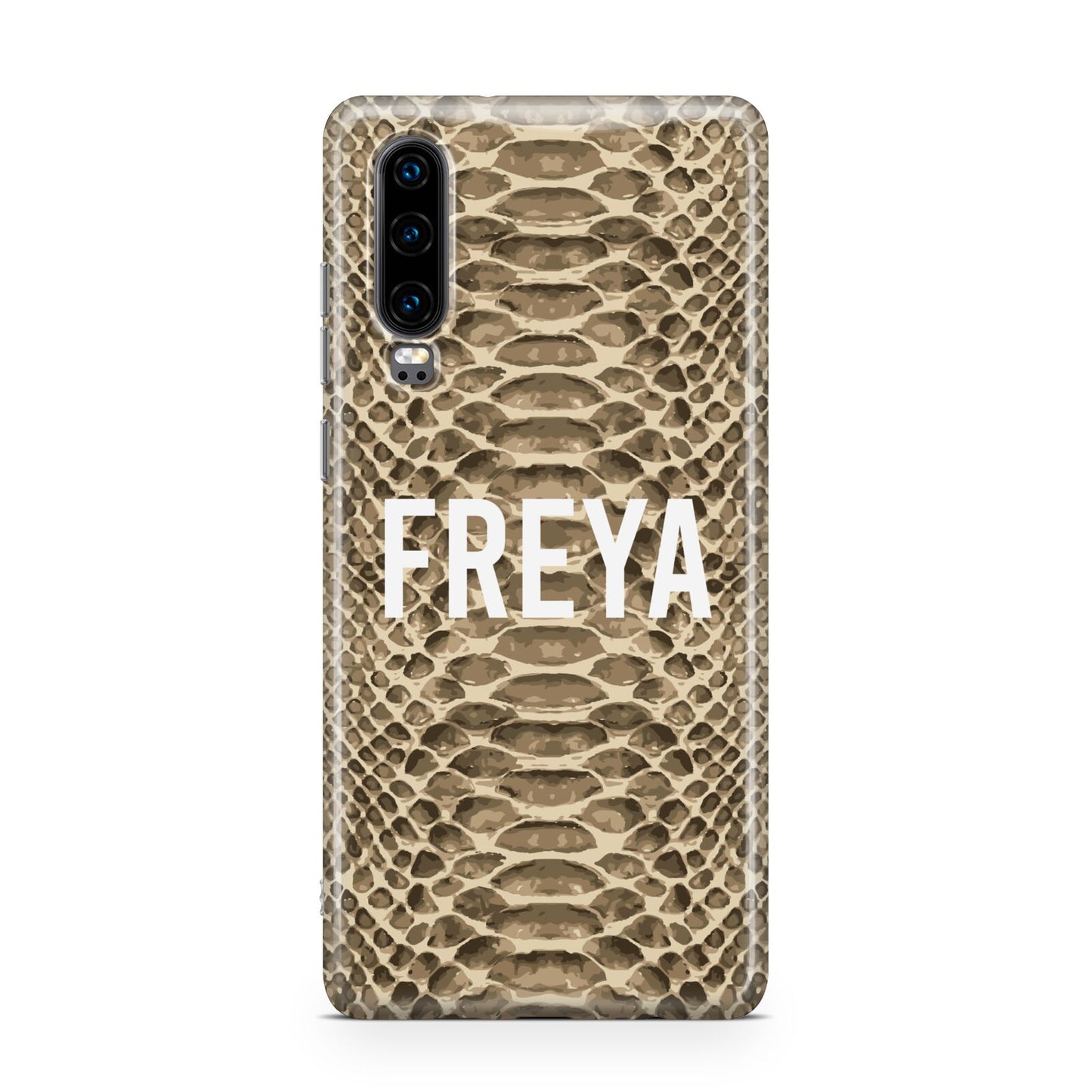 Personalised Tan Snakeskin Huawei P30 Phone Case