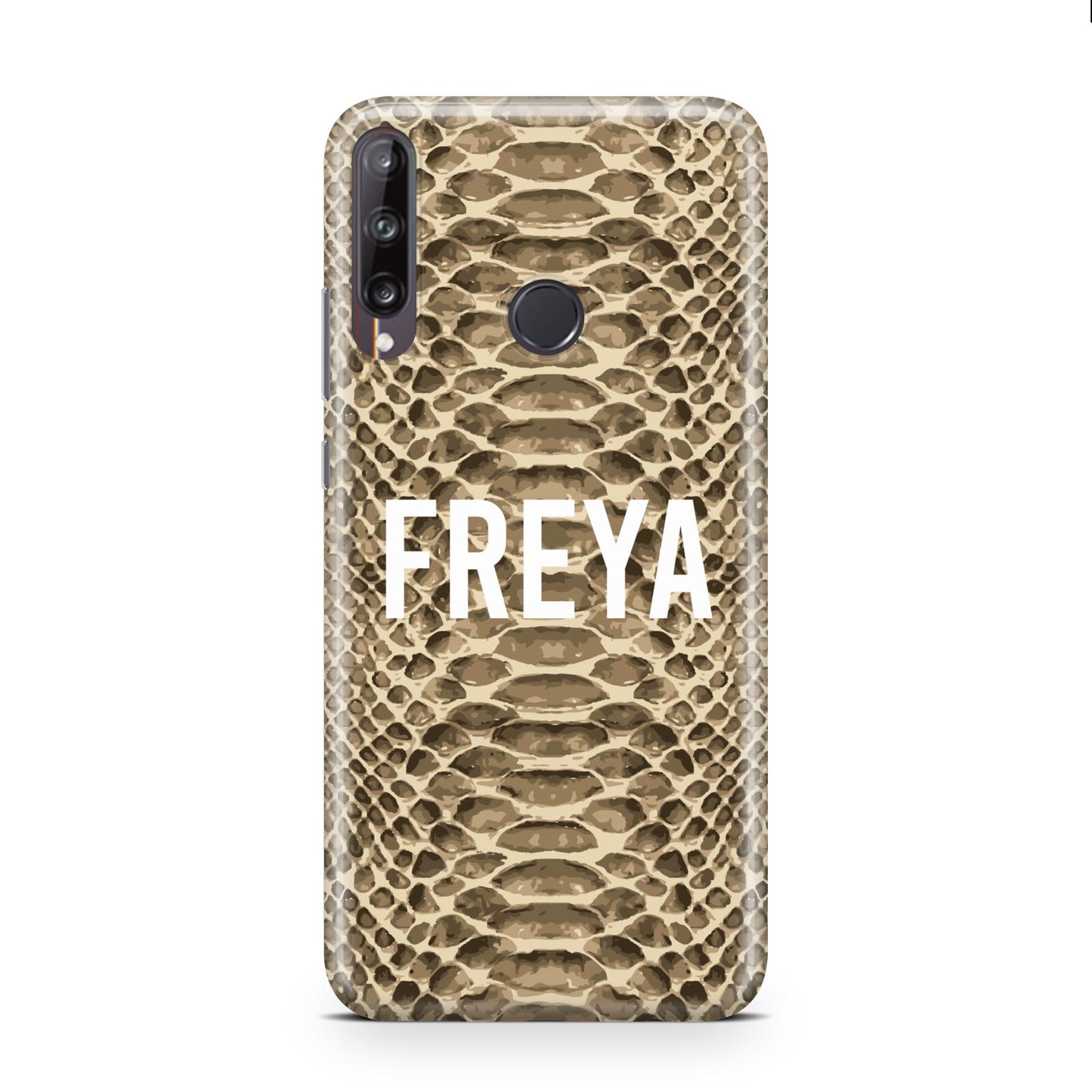 Personalised Tan Snakeskin Huawei P40 Lite E Phone Case