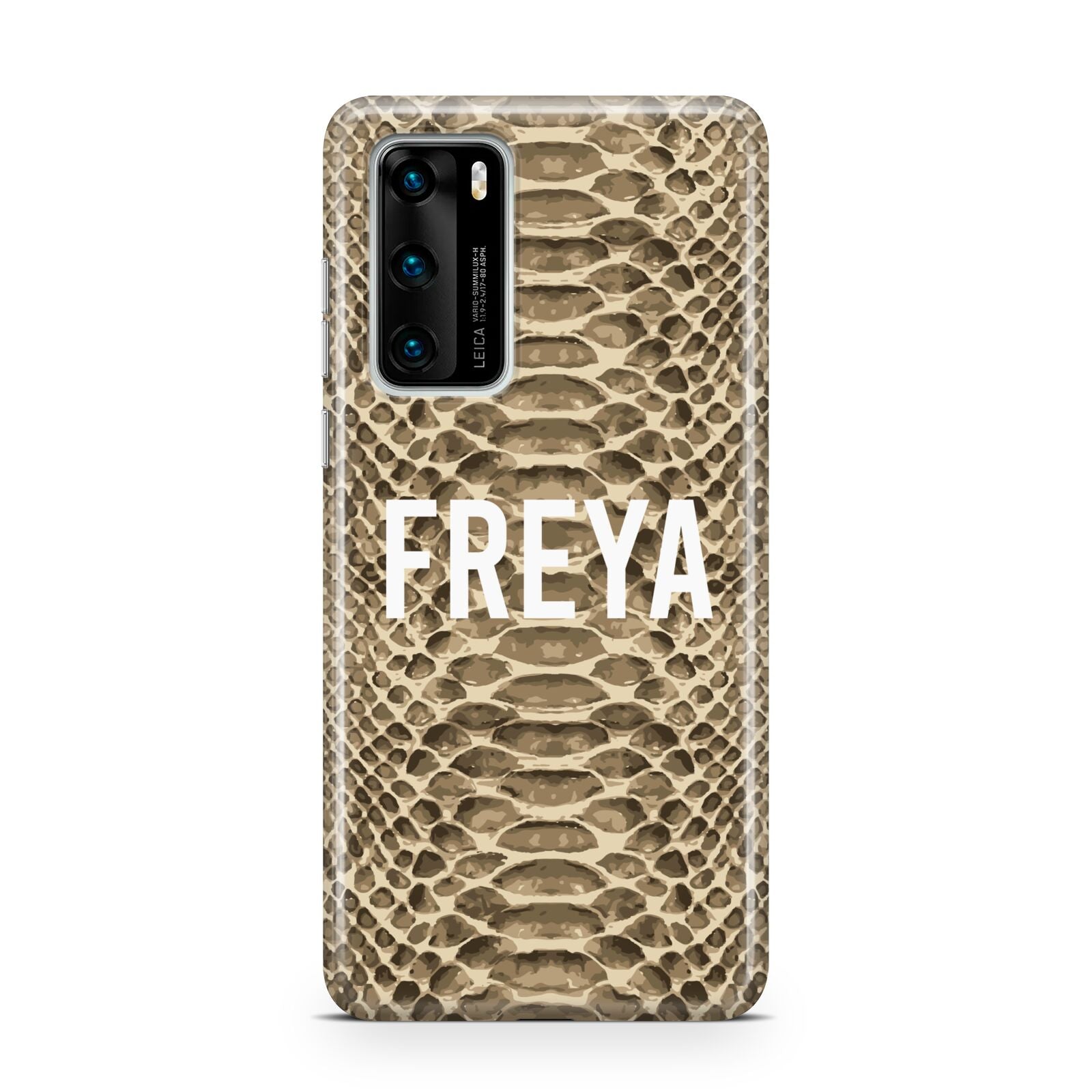 Personalised Tan Snakeskin Huawei P40 Phone Case