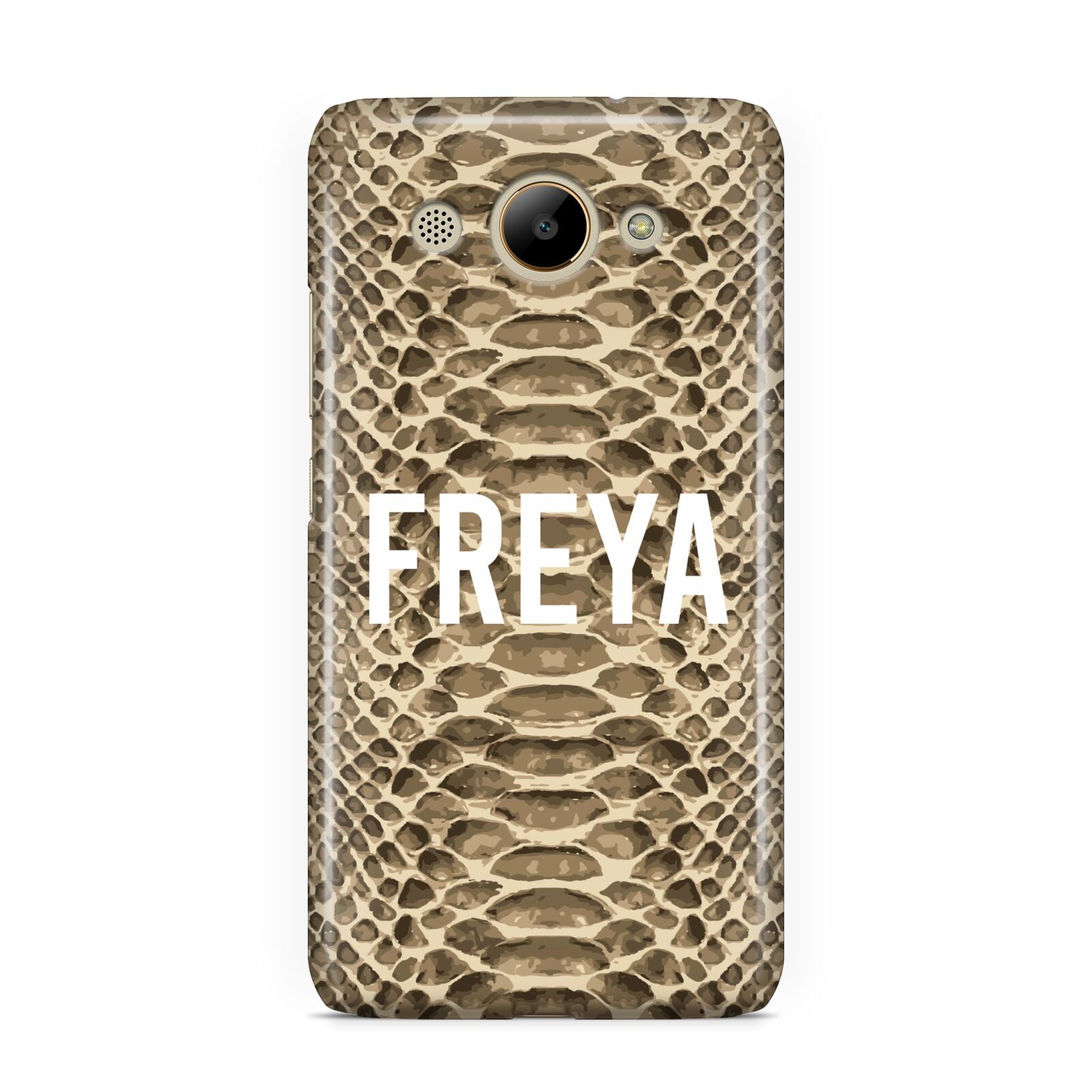 Personalised Tan Snakeskin Huawei Y3 2017