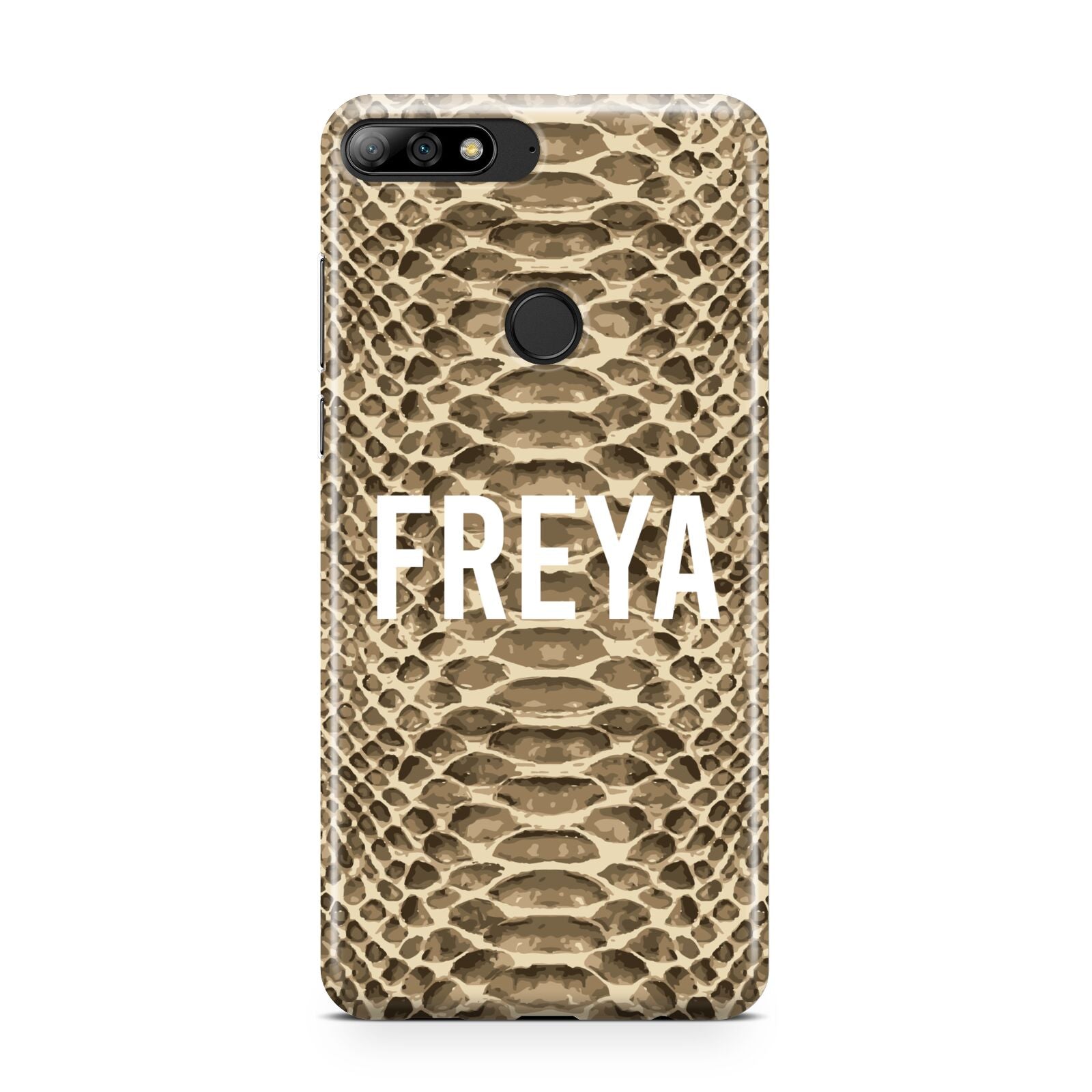 Personalised Tan Snakeskin Huawei Y7 2018