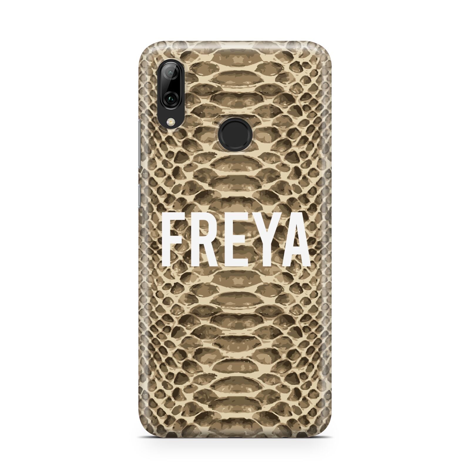 Personalised Tan Snakeskin Huawei Y7 2019