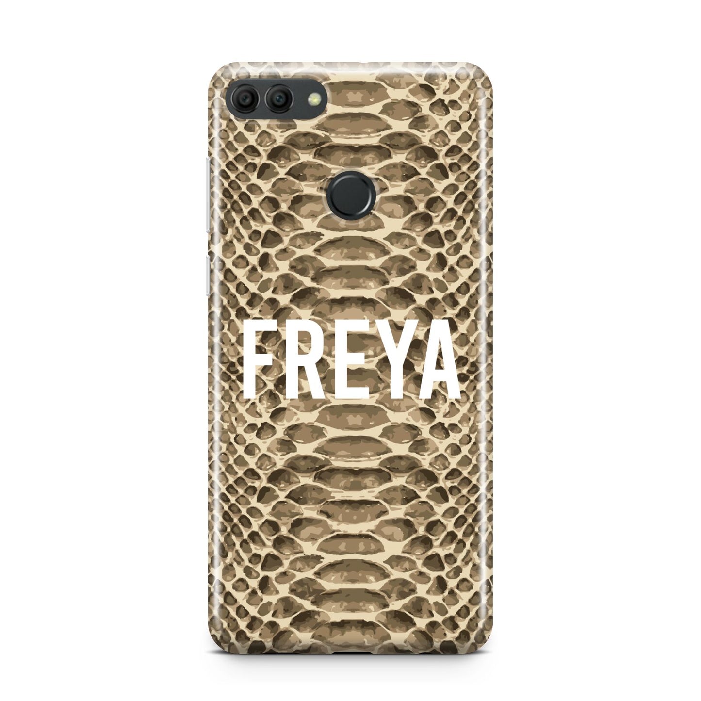 Personalised Tan Snakeskin Huawei Y9 2018