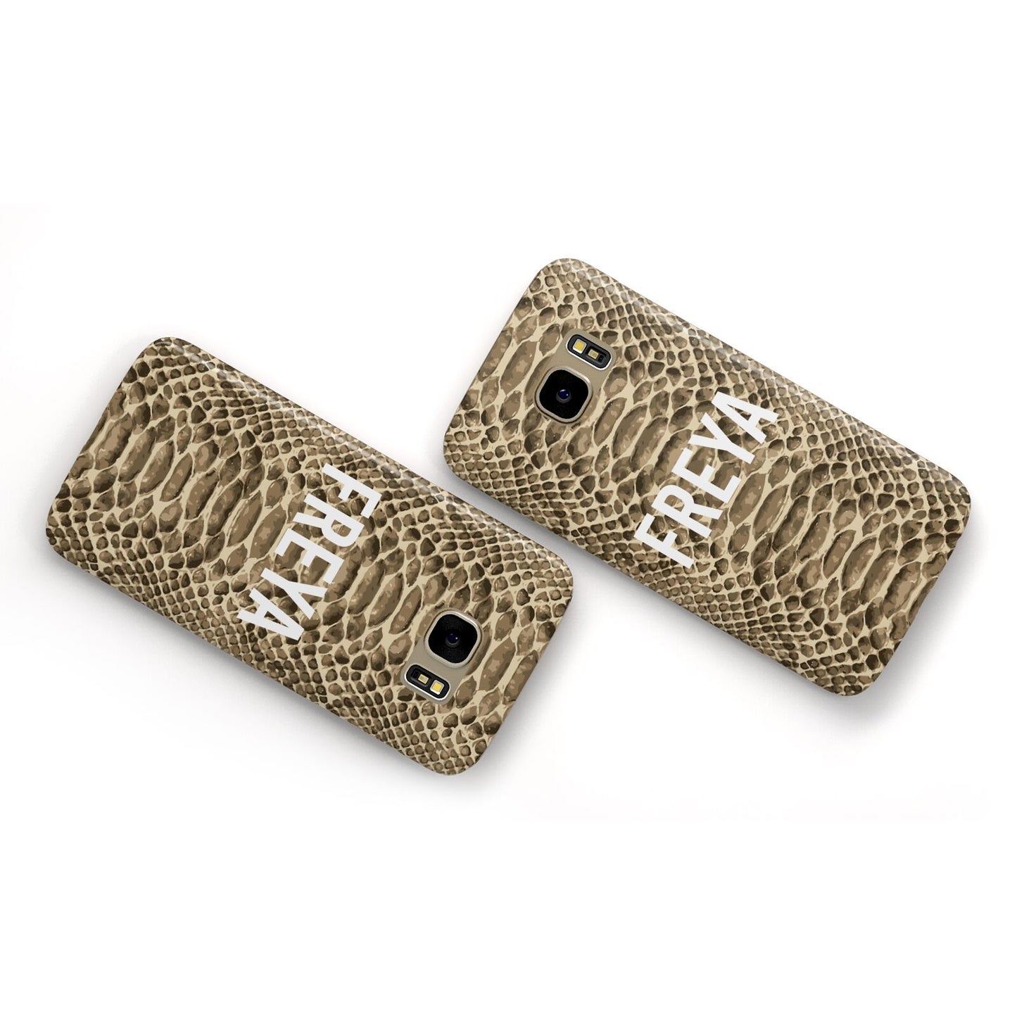 Personalised Tan Snakeskin Samsung Galaxy Case Flat Overview