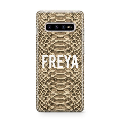 Personalised Tan Snakeskin Samsung Galaxy S10 Case