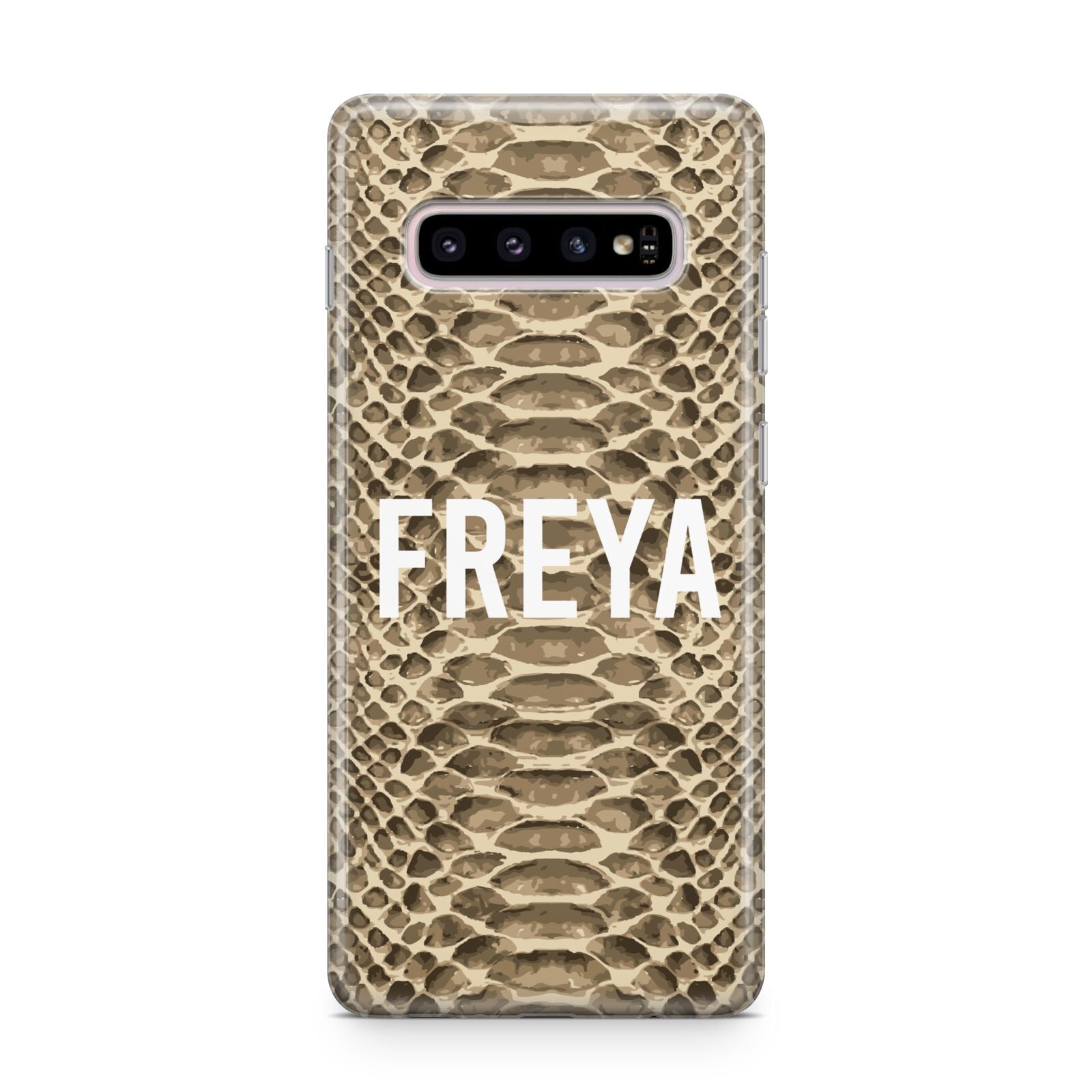 Personalised Tan Snakeskin Samsung Galaxy S10 Plus Case