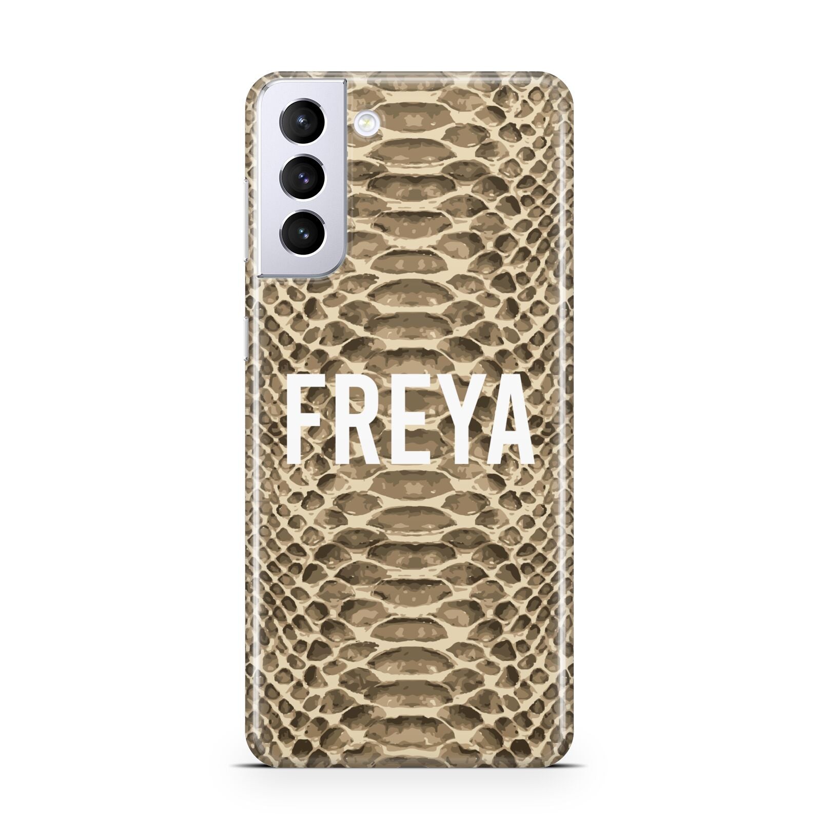 Personalised Tan Snakeskin Samsung S21 Plus Phone Case