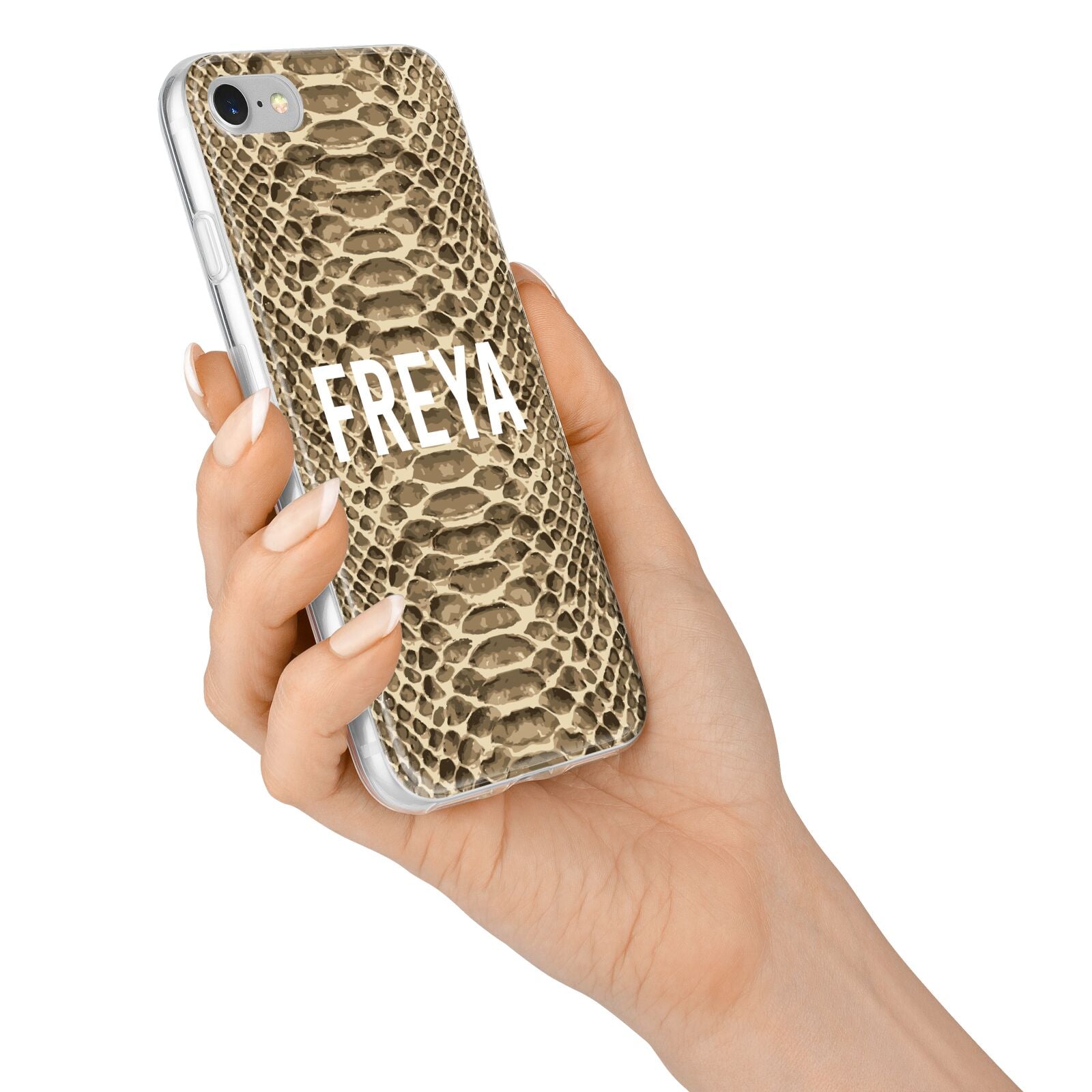 Personalised Tan Snakeskin iPhone 7 Bumper Case on Silver iPhone Alternative Image