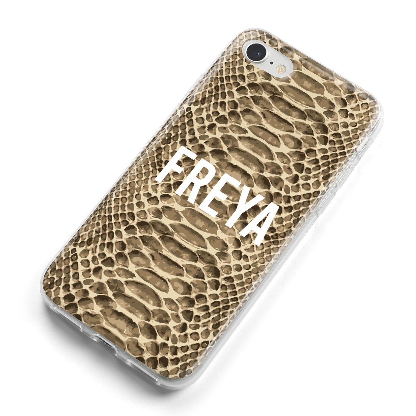 Personalised Tan Snakeskin iPhone 8 Bumper Case on Silver iPhone Alternative Image