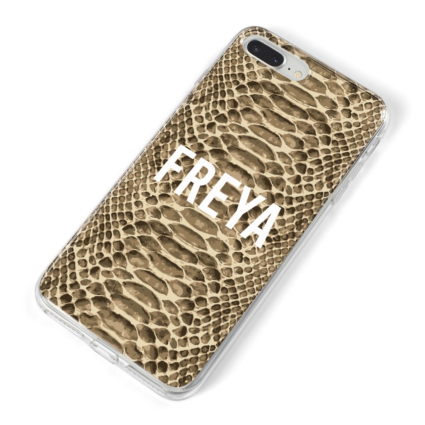 Personalised Tan Snakeskin iPhone 8 Plus Bumper Case on Silver iPhone Alternative Image