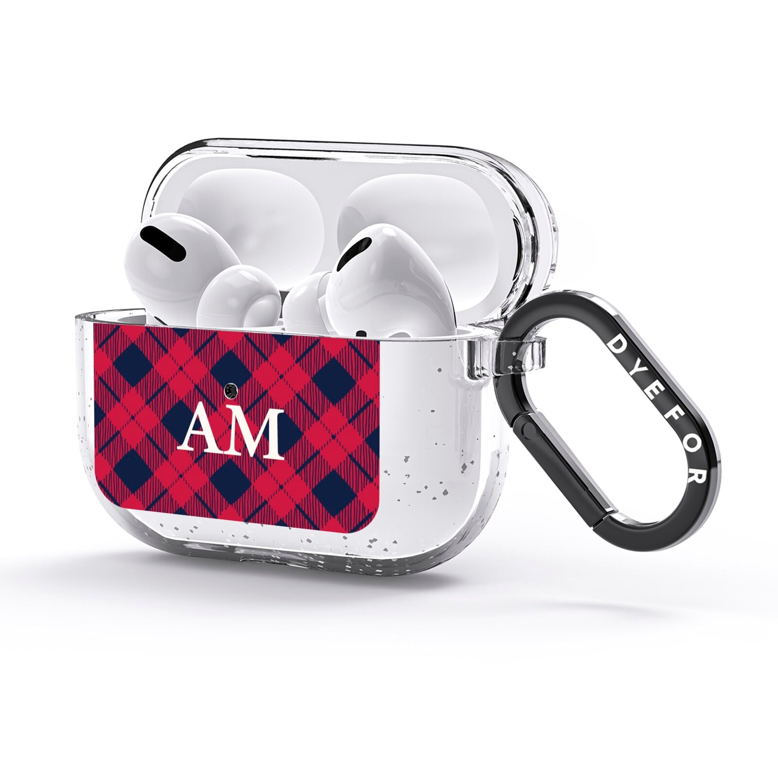 Personalised Tartan AirPods Glitter Case 3rd Gen Side Image