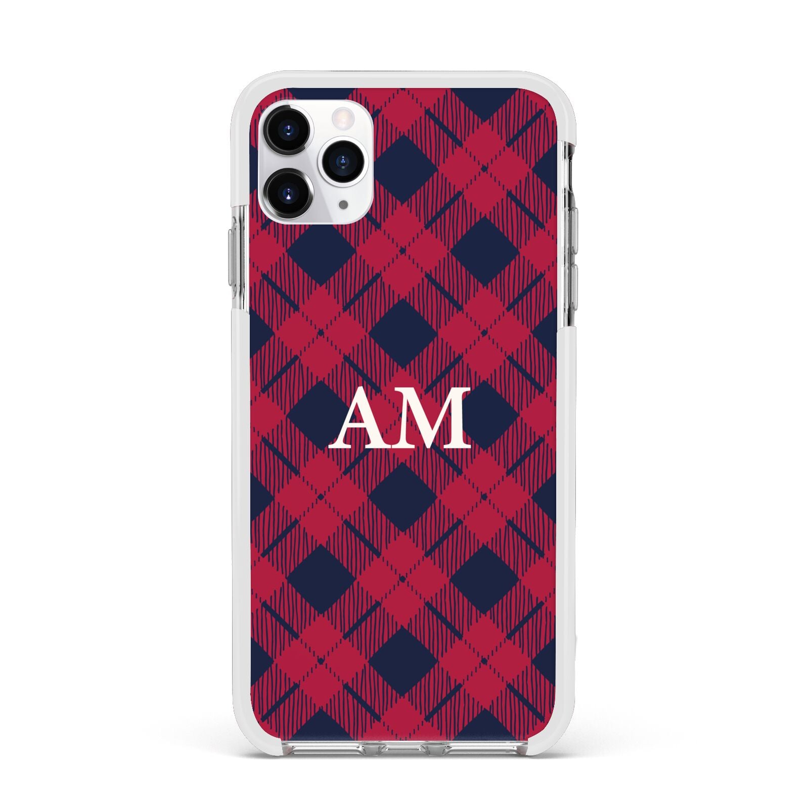 Personalised Tartan Apple iPhone 11 Pro Max in Silver with White Impact Case