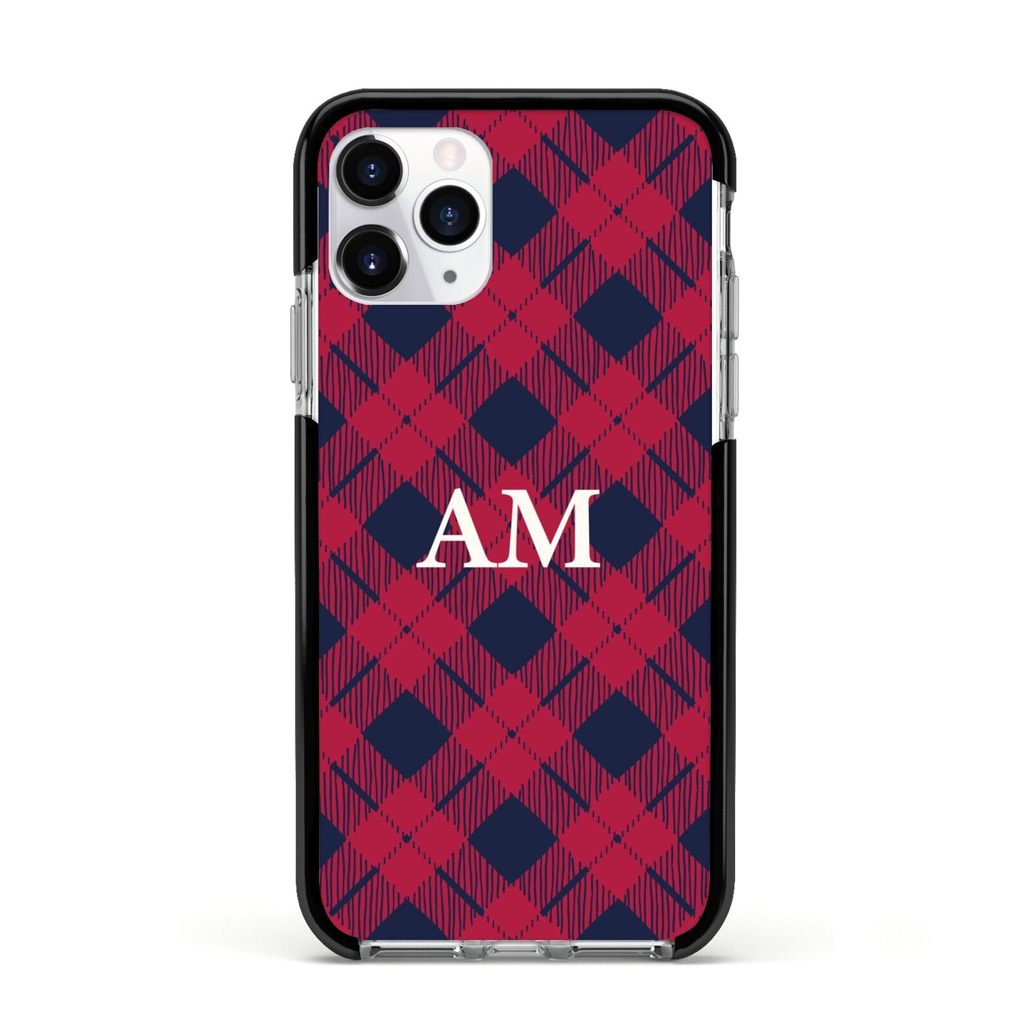 Personalised Tartan Apple iPhone 11 Pro in Silver with Black Impact Case