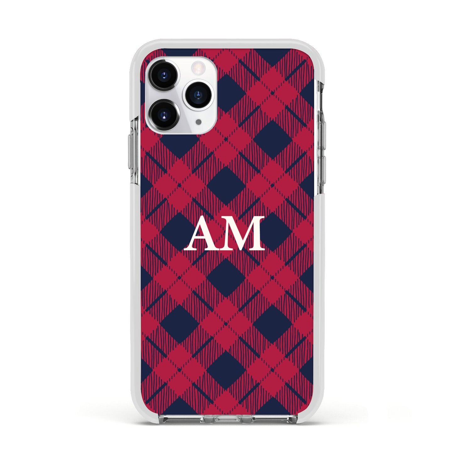 Personalised Tartan Apple iPhone 11 Pro in Silver with White Impact Case