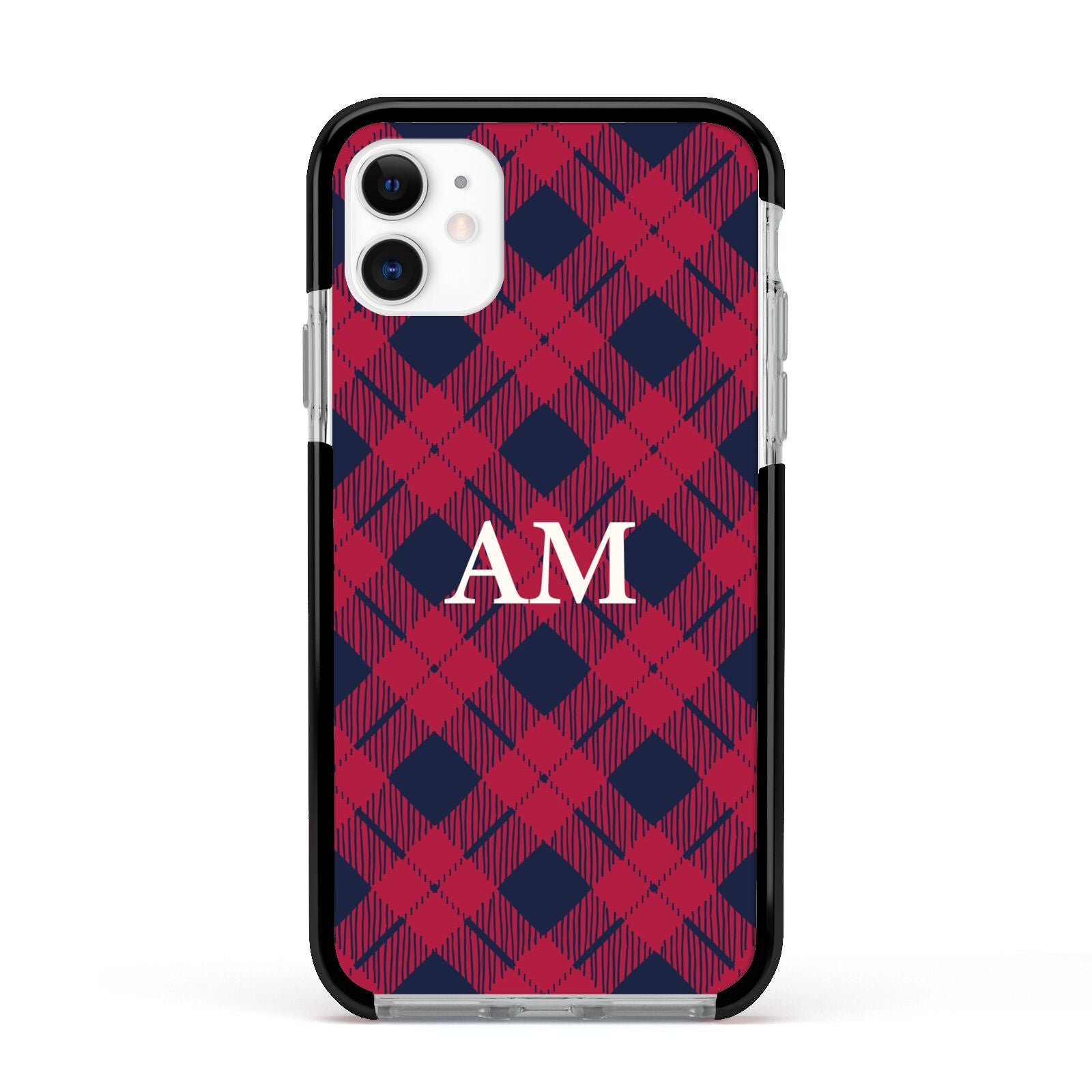 Personalised Tartan Apple iPhone 11 in White with Black Impact Case