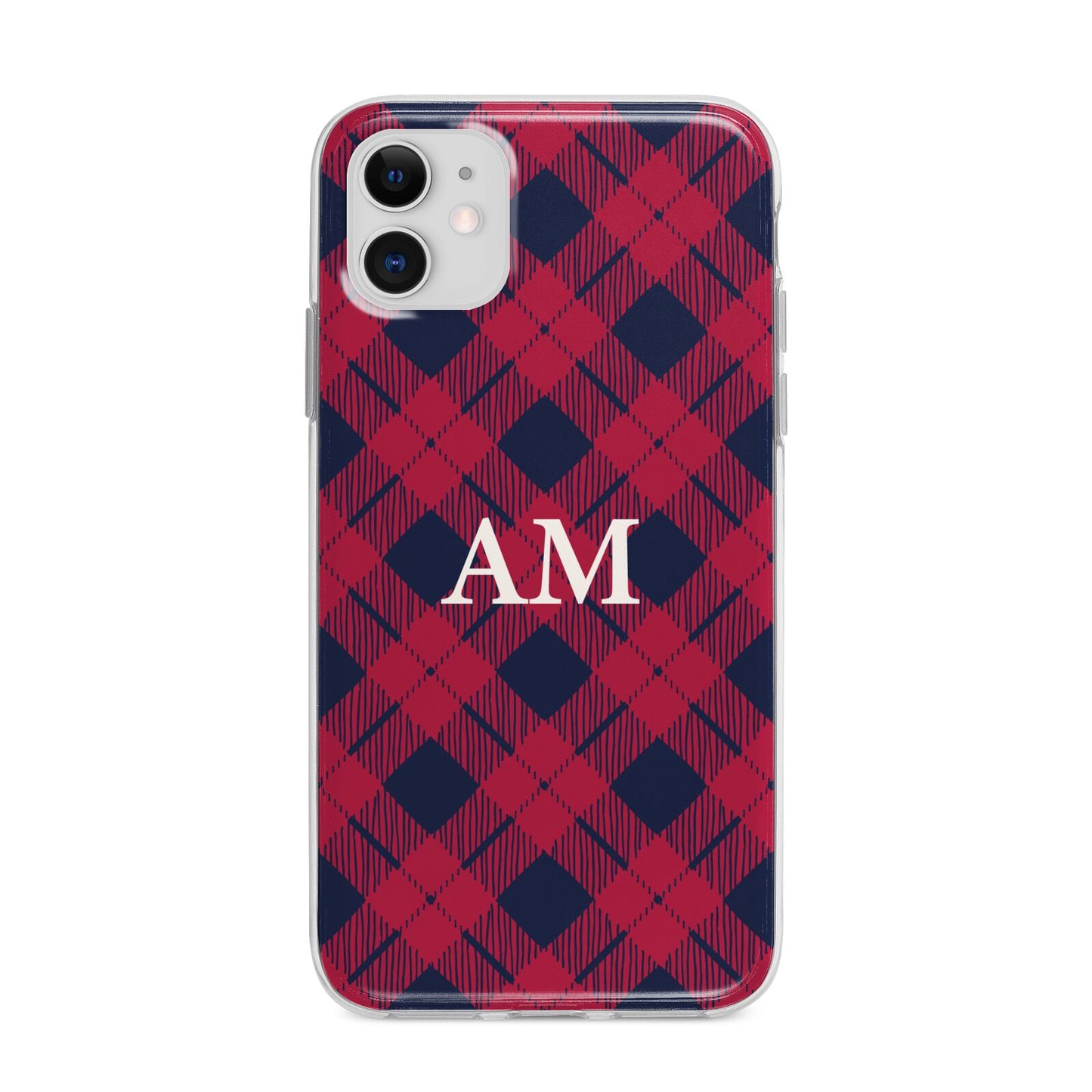 Personalised Tartan Apple iPhone 11 in White with Bumper Case