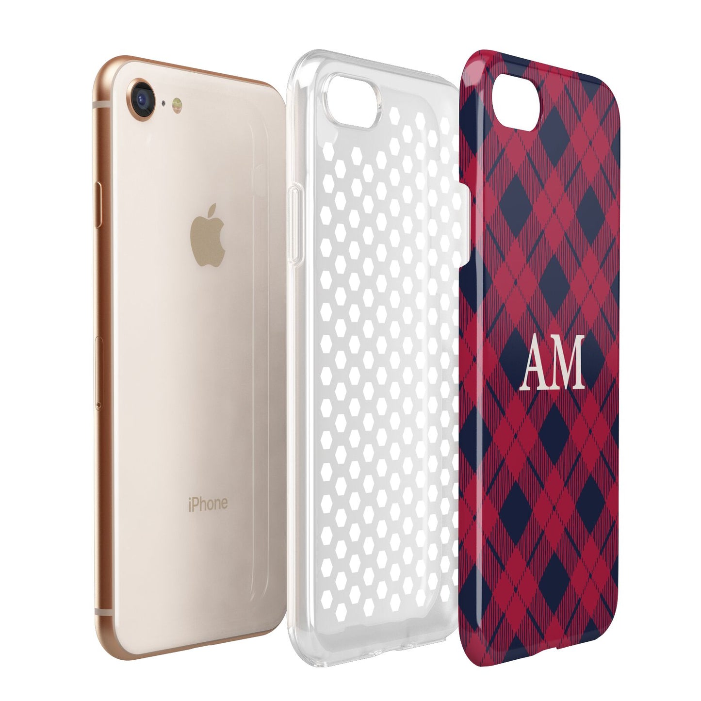 Personalised Tartan Apple iPhone 7 8 3D Tough Case Expanded View